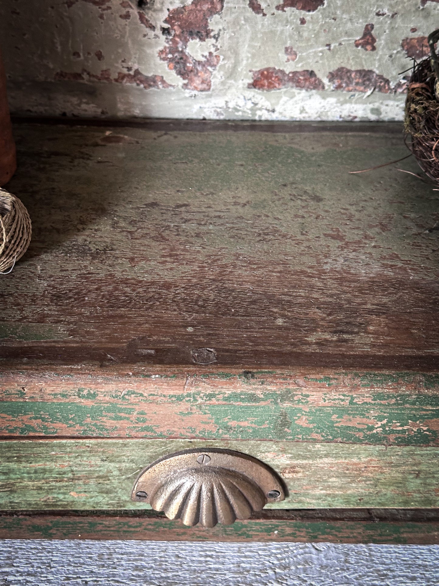 Antique Indian Teak Painted Drawer Box