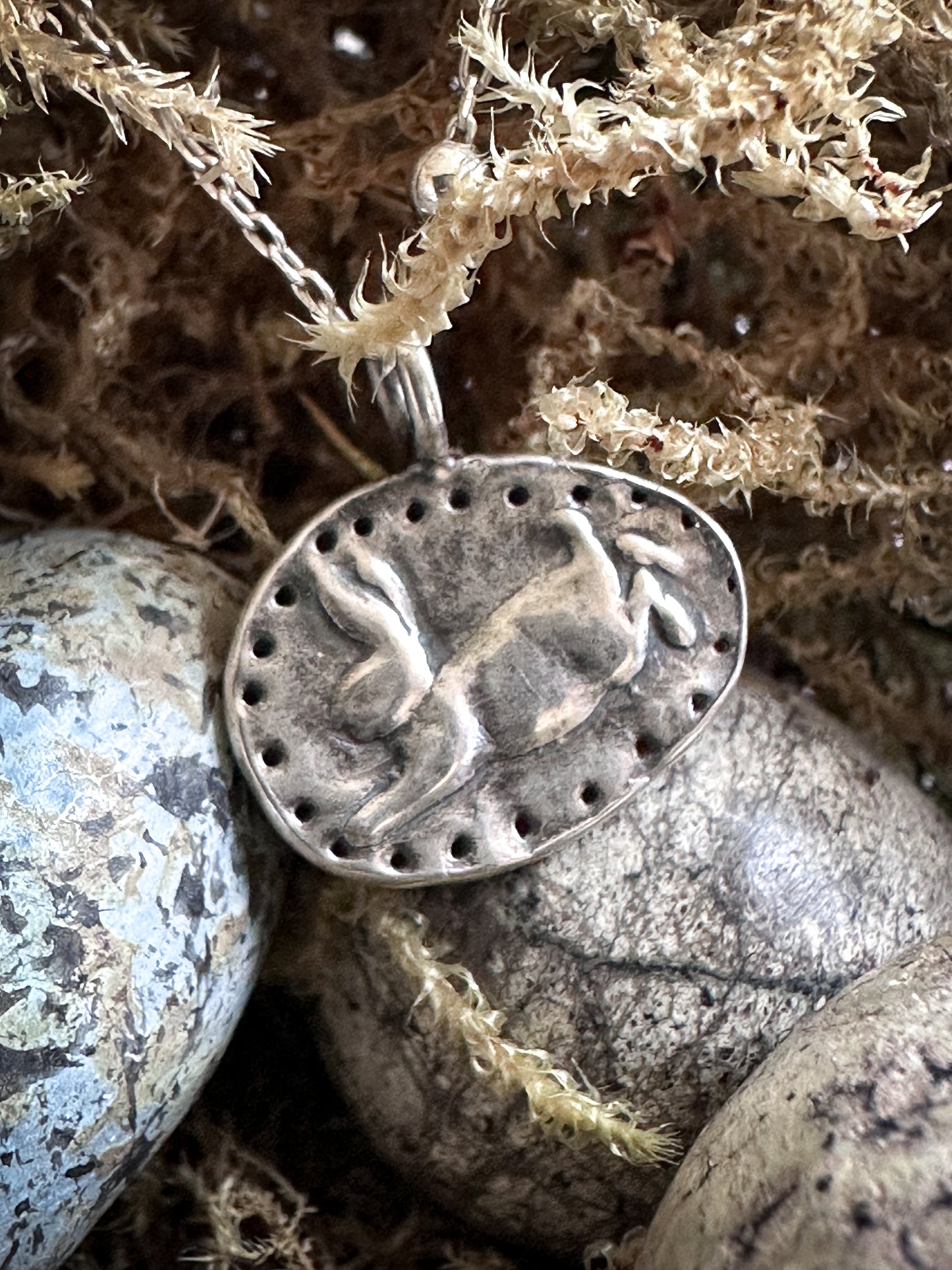 Moonlit Rabbit Pendant – Handcrafted .999 Fine Silver Necklace