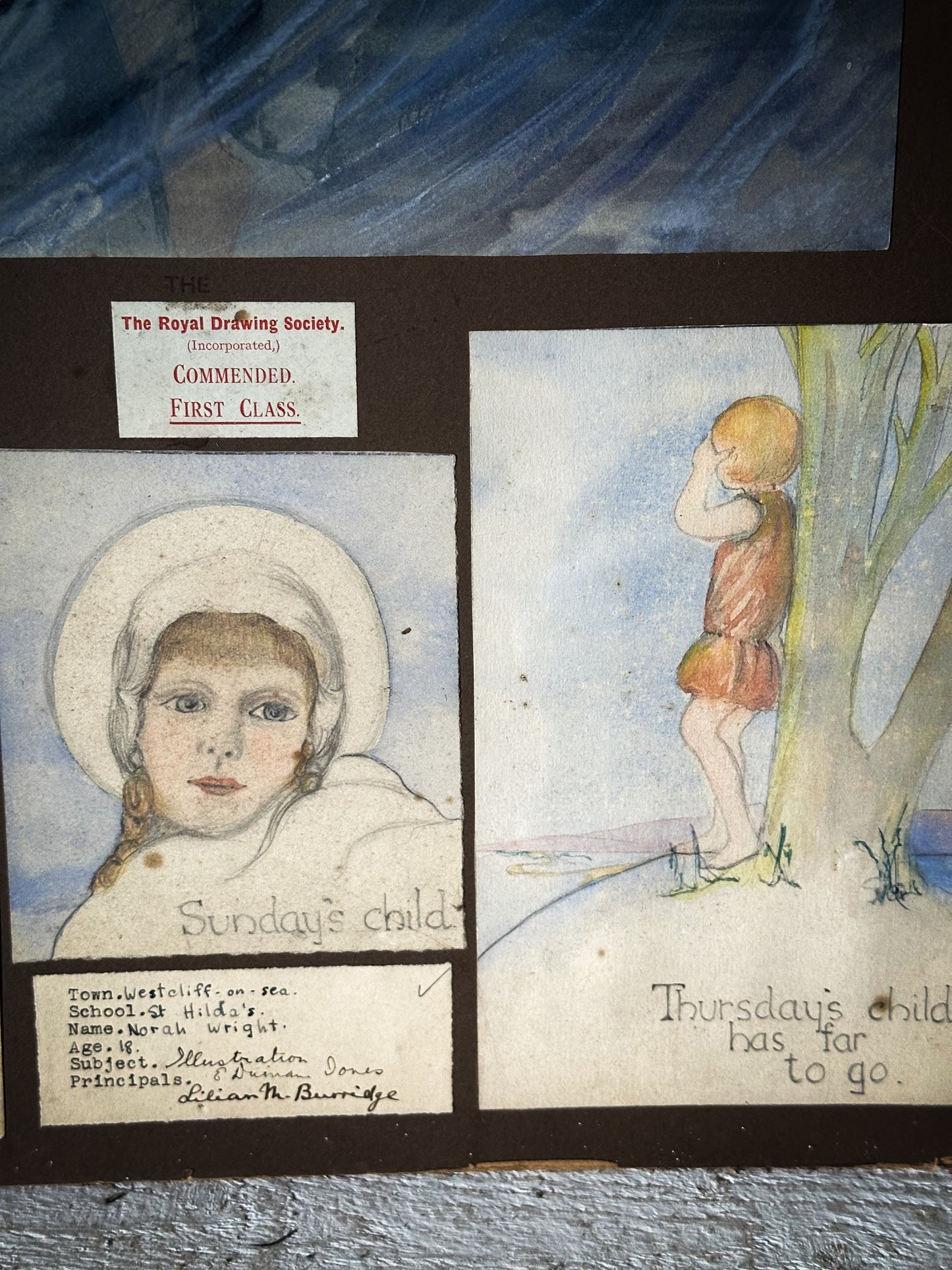 A rare surviving 1920’s young lady’s Art Portfolio entries to The Royal Drawing Society