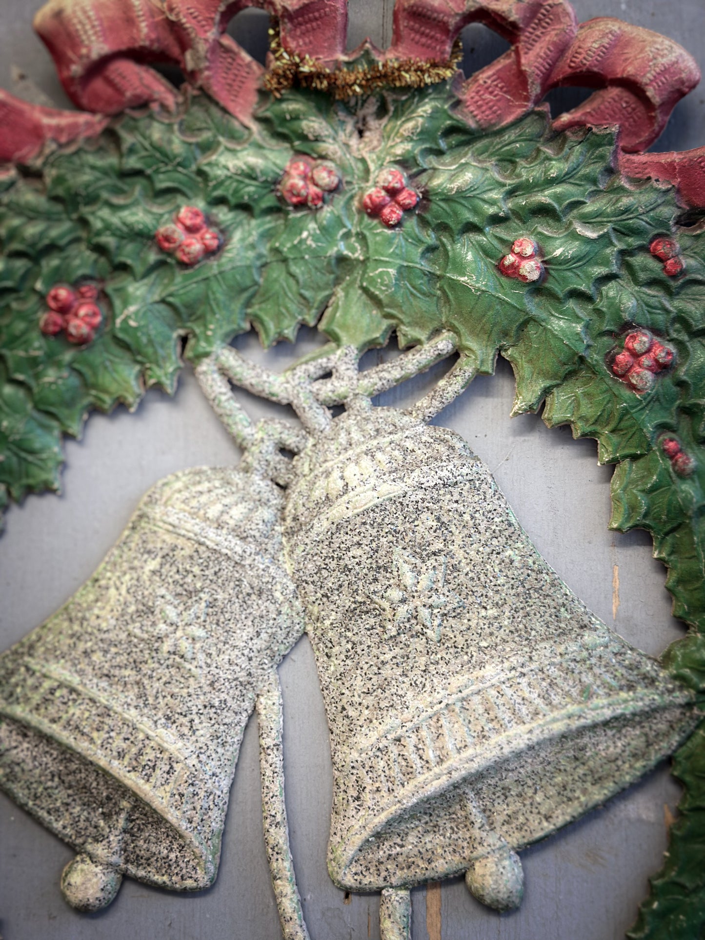 Early–Mid 20th Century Pressed-Paper Christmas Wreath with Twin Bells-oral provenance linking it to the Bletchley Museum collection
