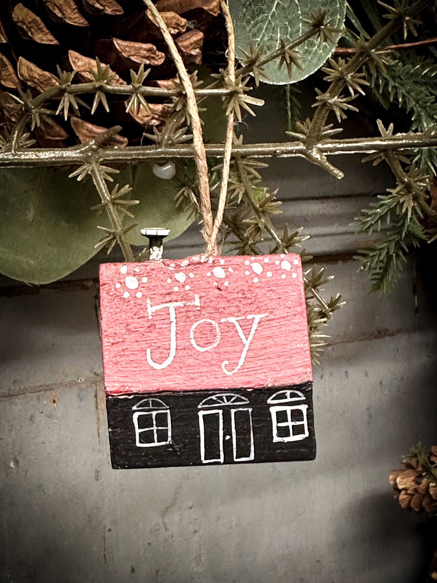 A Hanging Vintage German Erzgebirge Putz Wooden Village House