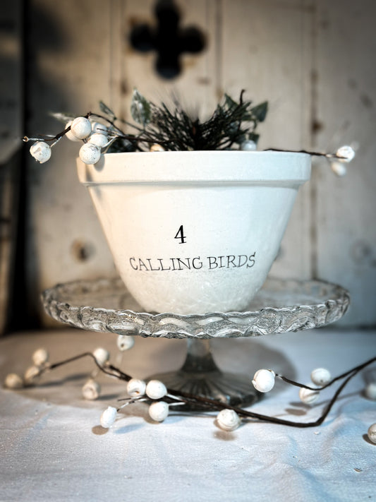 A beautiful vintage Illustrated Ironstone pudding bowl with a hand painted quote