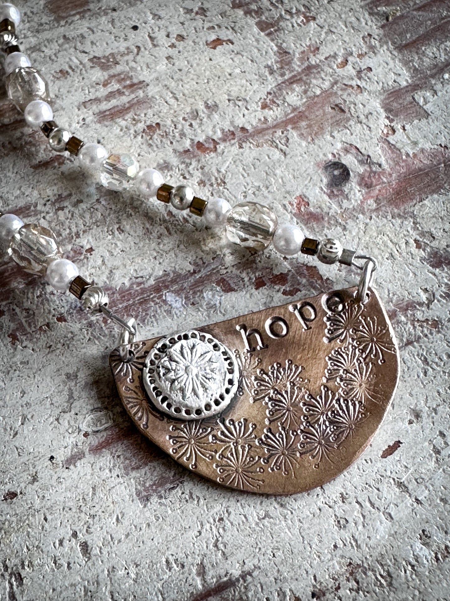 Meadow of Hope Necklace – Handmade Botanical Fine Silver & Copper Necklace