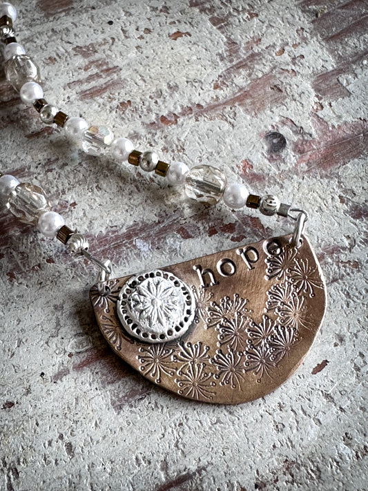 Meadow of Hope Necklace – Handmade Botanical Fine Silver & Copper Necklace