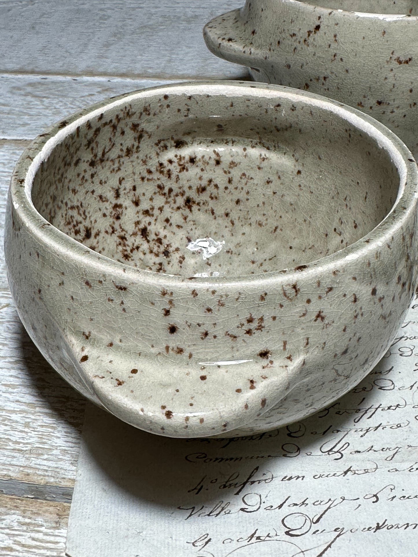 Vintage French Speckle Glazed Stoneware bowls