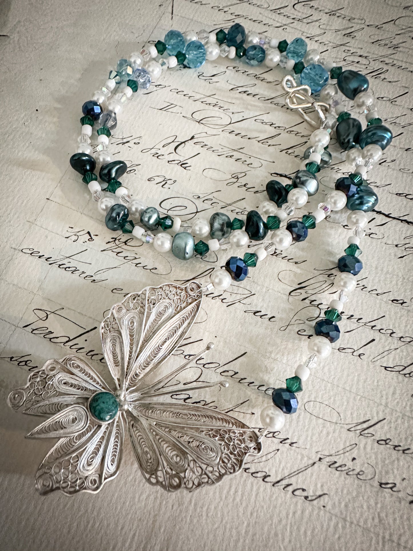 Found Object Art Deco Dress Clip with Cherub Necklace by Jealous Moon Jewellery