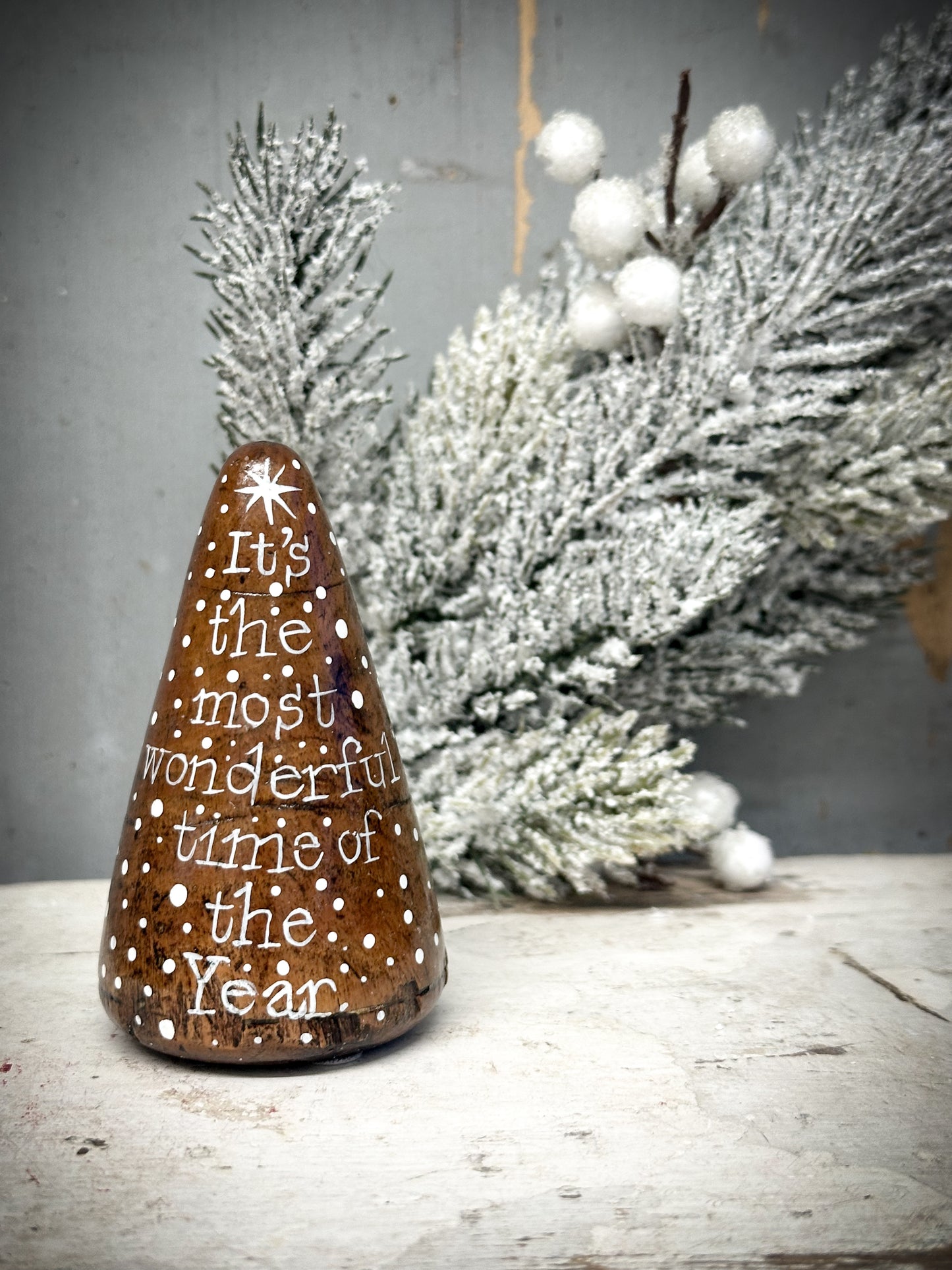 A Large Hand Painted Antique Plumber’s Turnpin  “It’s The Most Wonderful Time Of The Year”