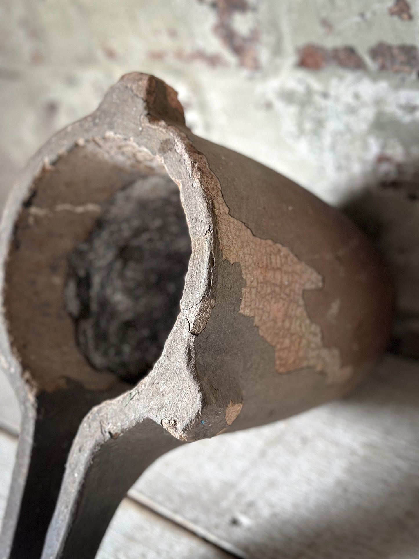 Antique Industrial Foundry Crucible with Original Furnace Slag