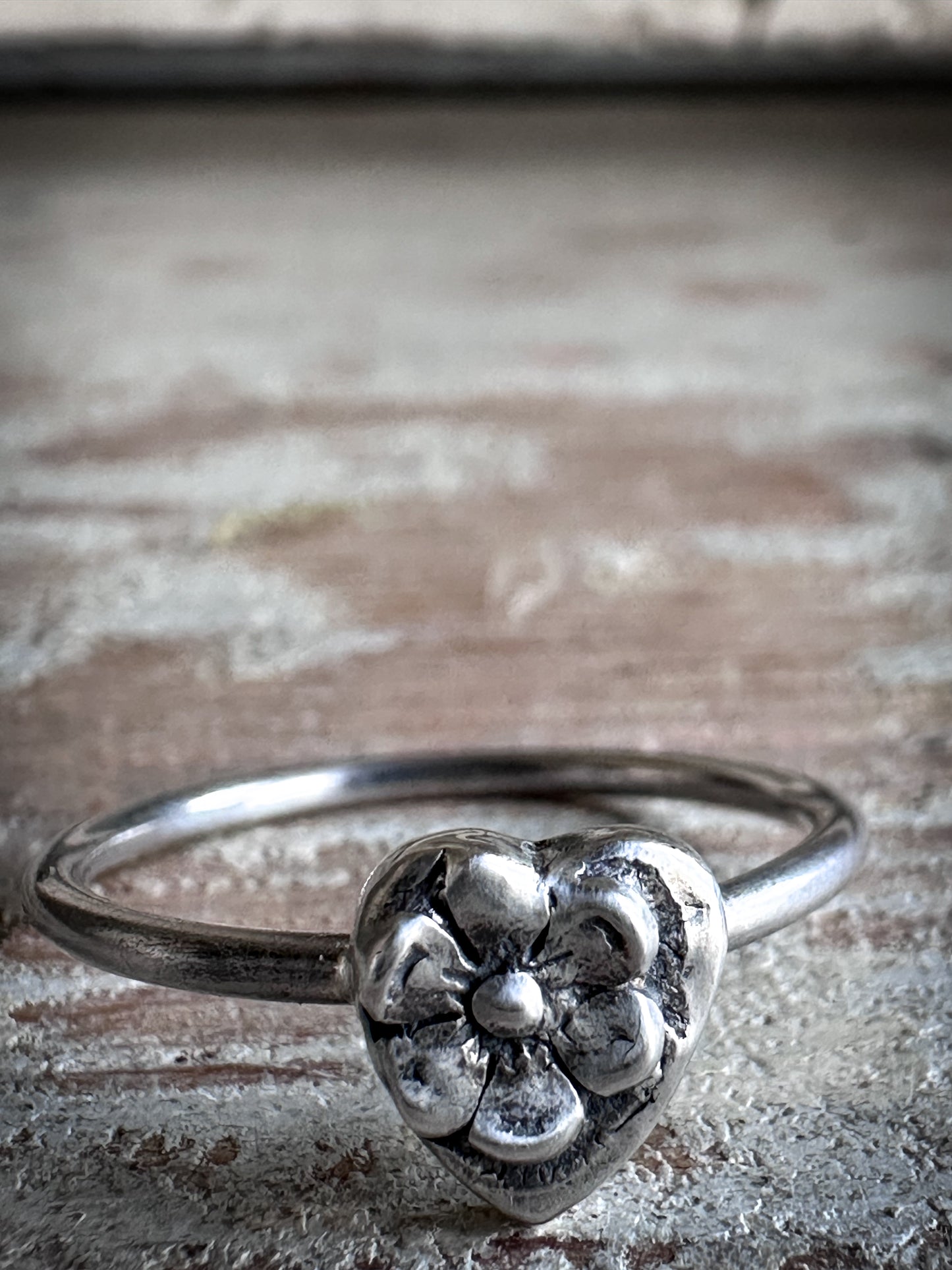 Moon Garden Heart Ring – Fine Silver Floral Heart