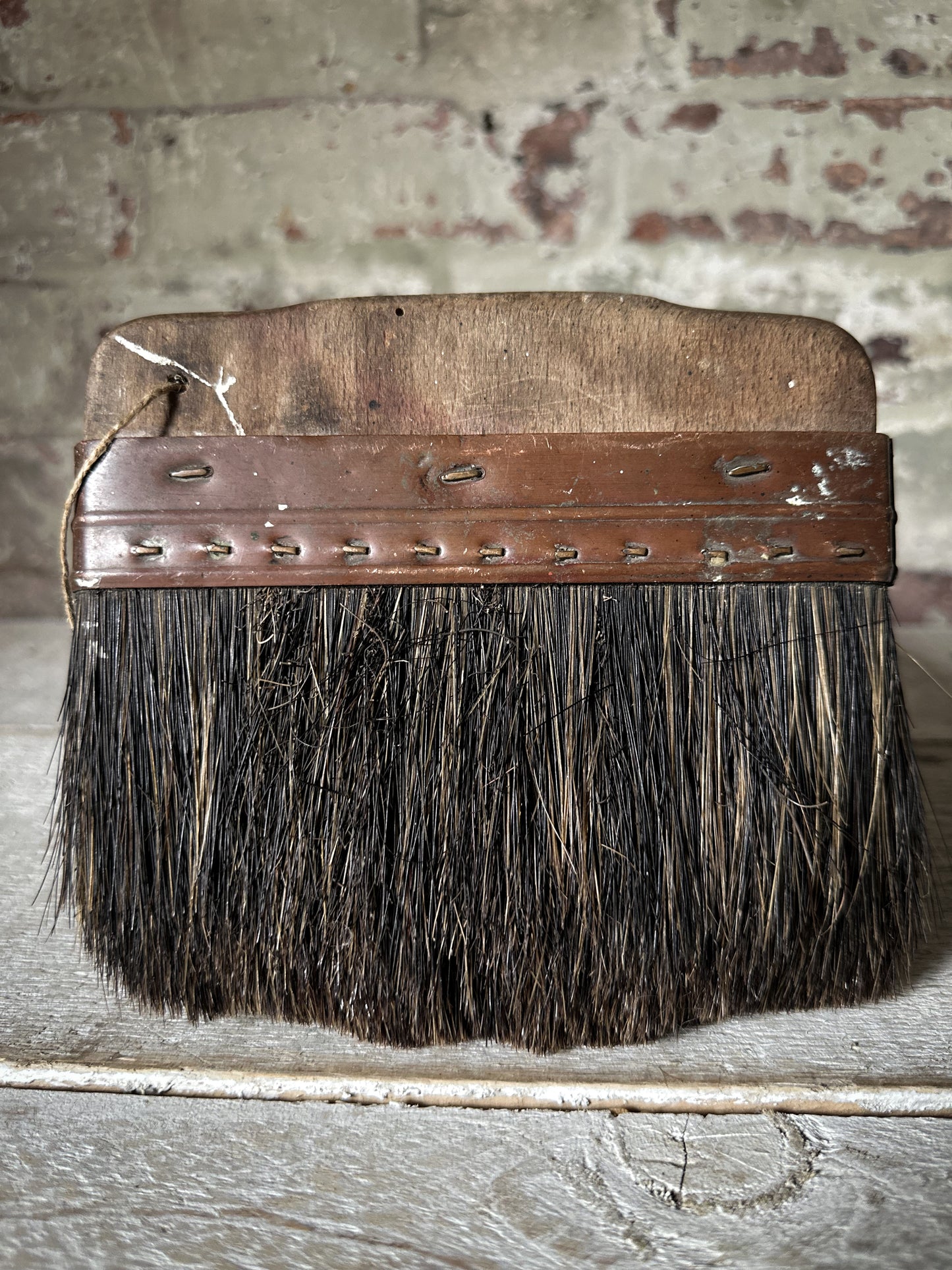 Antique Victorian Horsehair Whitewash Brush with Copper Ferrule