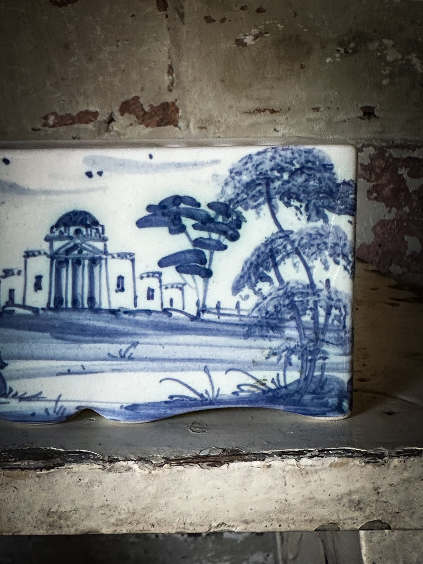 A beautiful Isis by Deborah seers Oxford, blue and white flower brick, tulipiere, flower frog, blue and white tin glaze vase