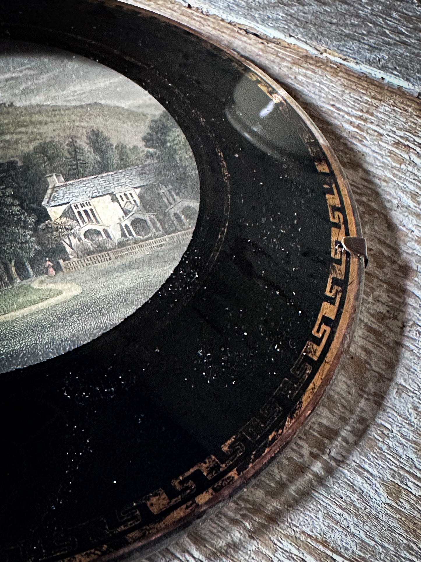 Antique Victorian Convex Glass Framed Topographical Print c.1880–1900
