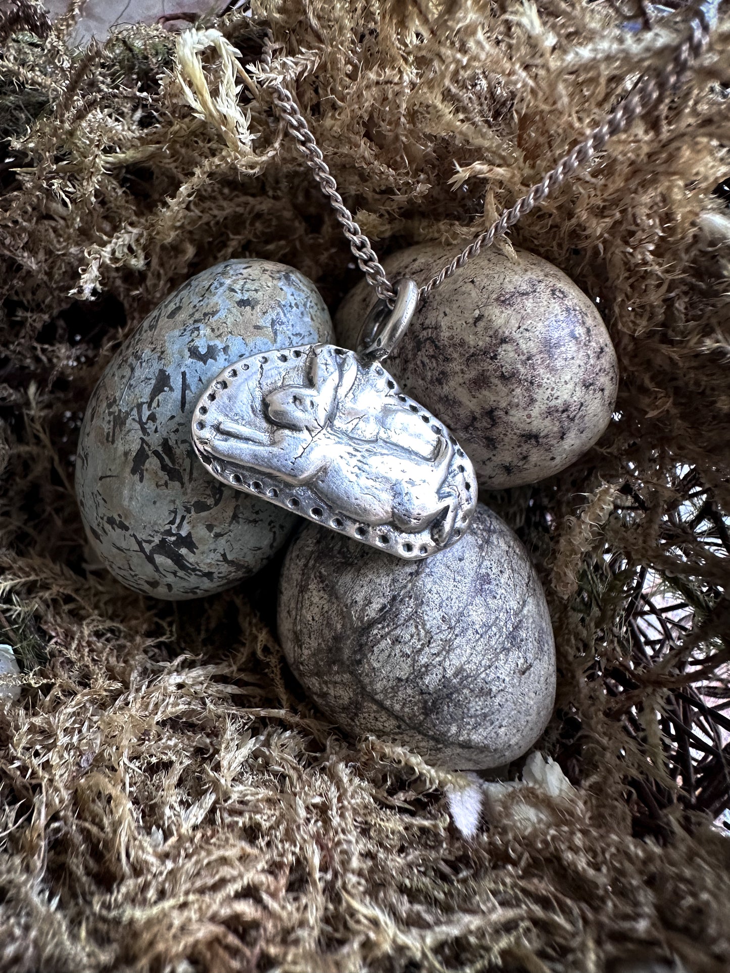 Moonlit Rabbit Pendant – Handcrafted Fine Silver Necklace