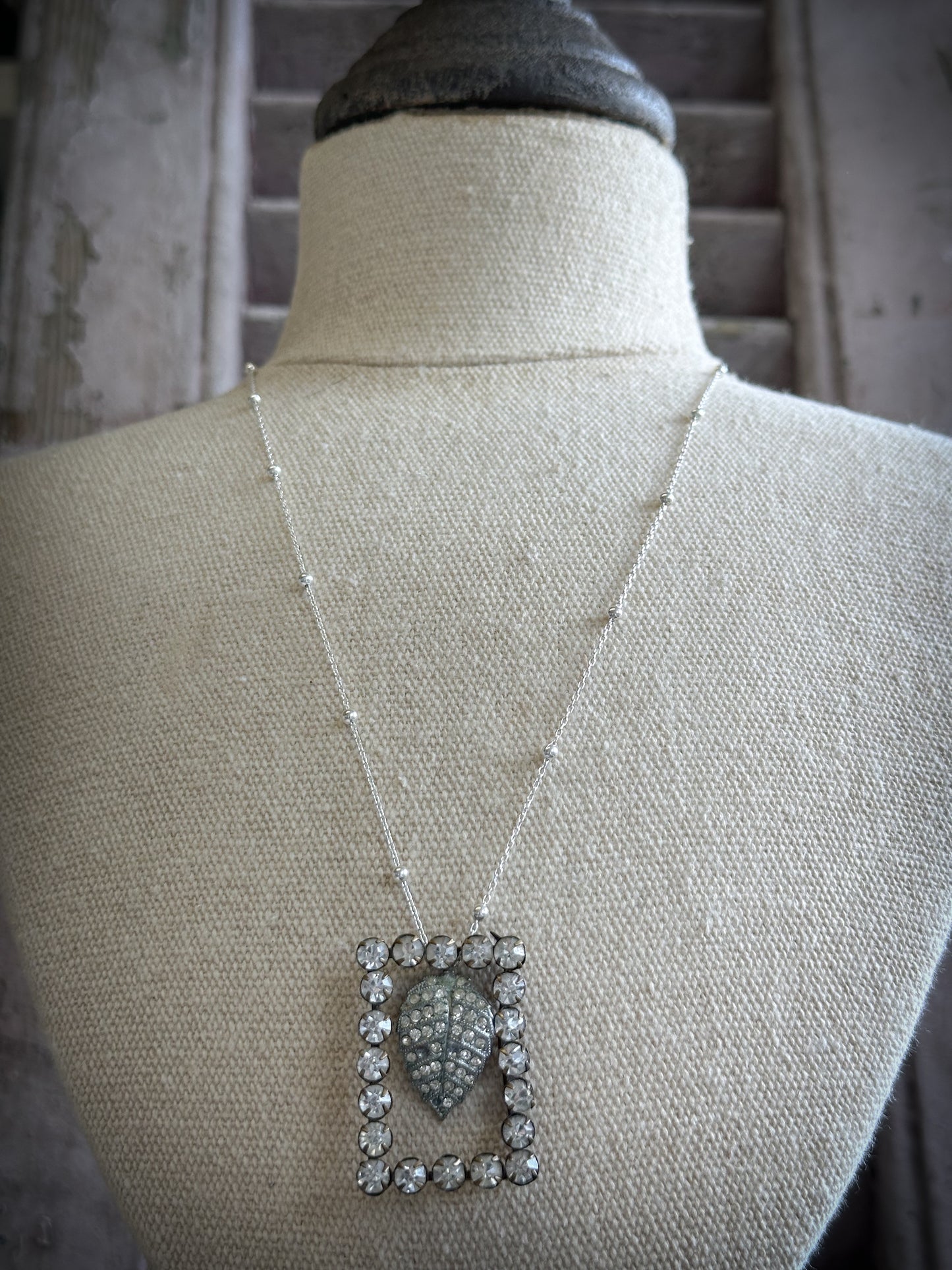 Found Object Pavé Leaf Necklace by Jealous Moon Jewellery