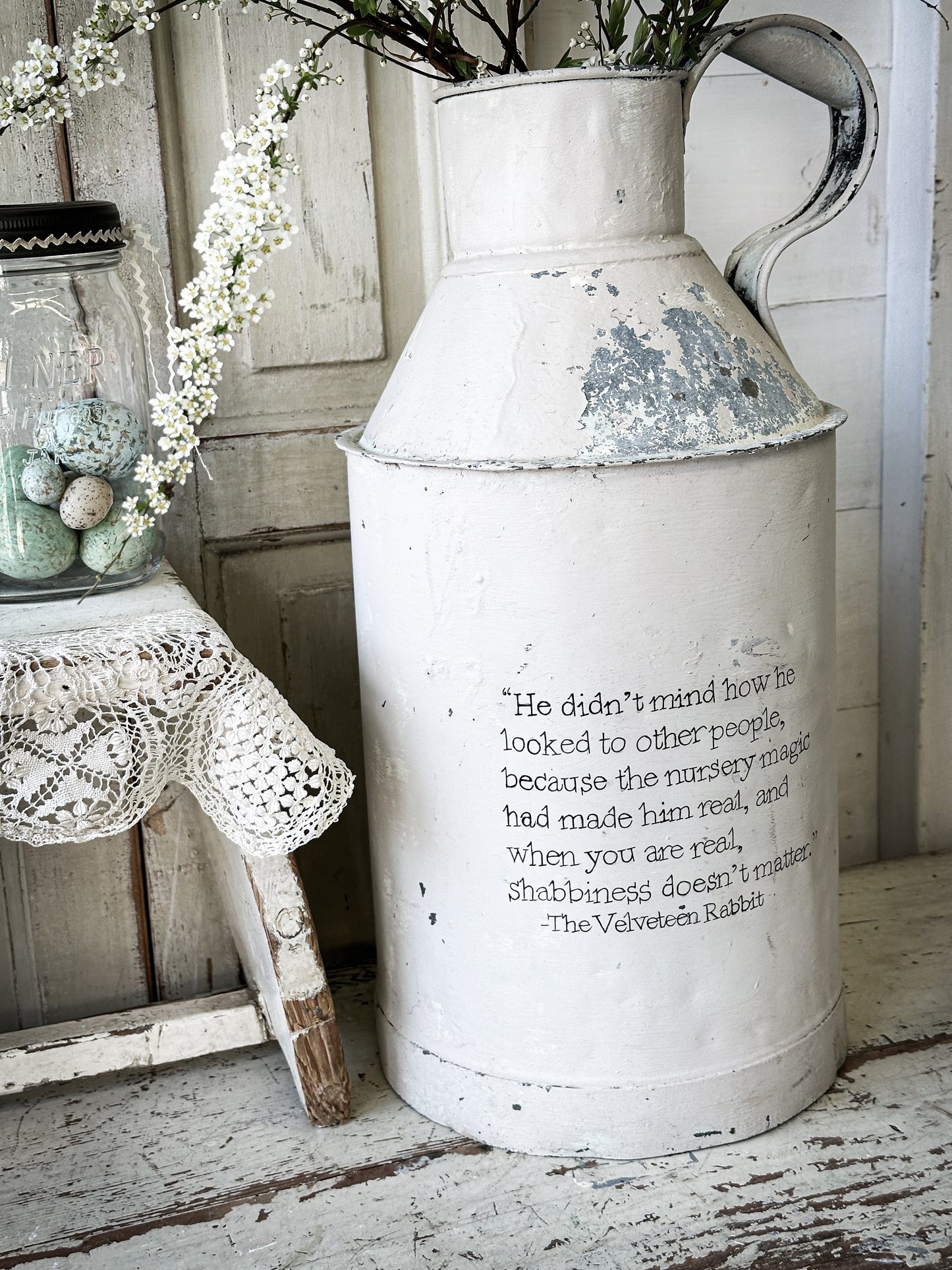 A lovely antique French tin milk churn