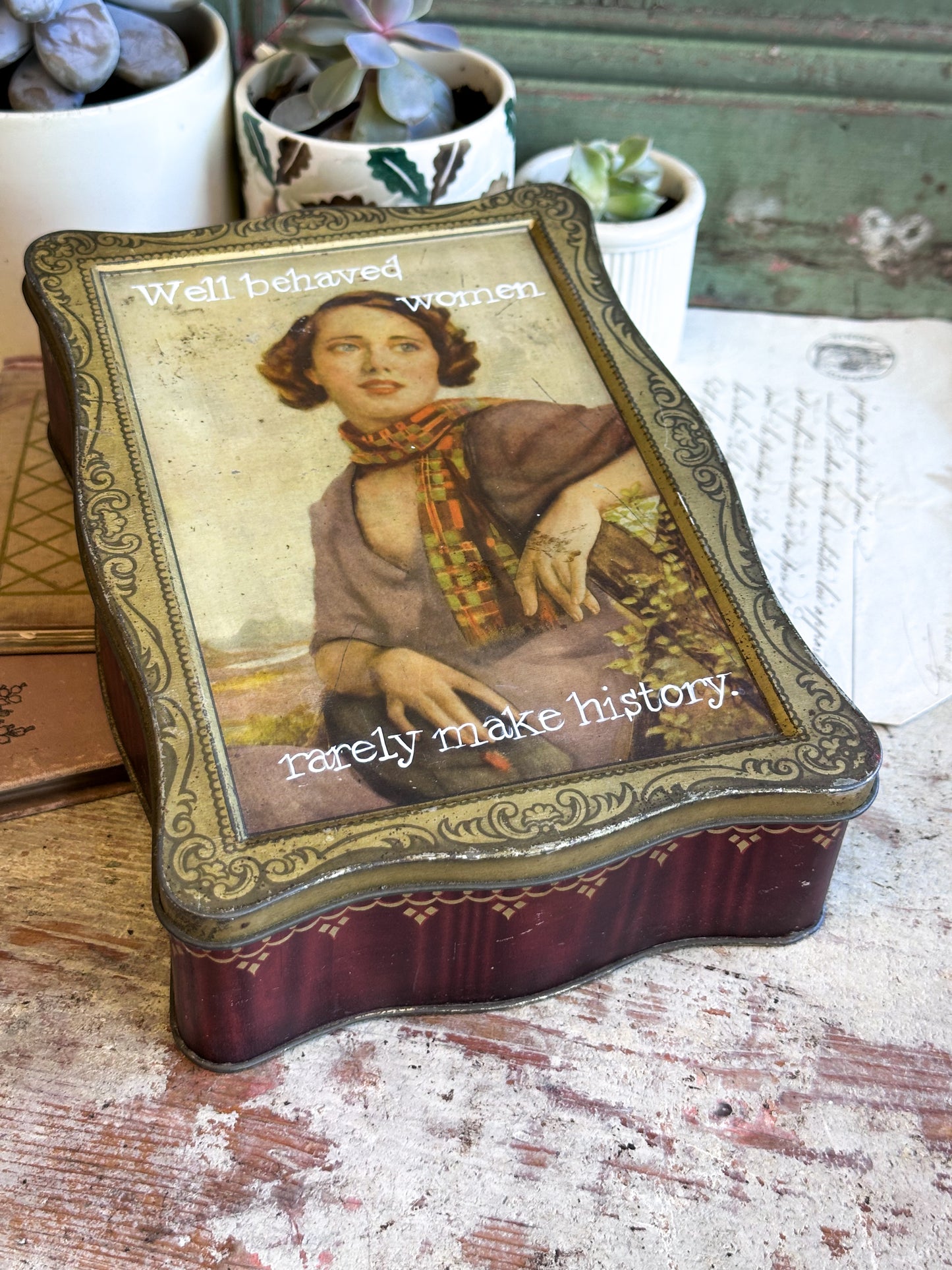 “Well Behaved Women…” – 1930s Vintage Biscuit Tin