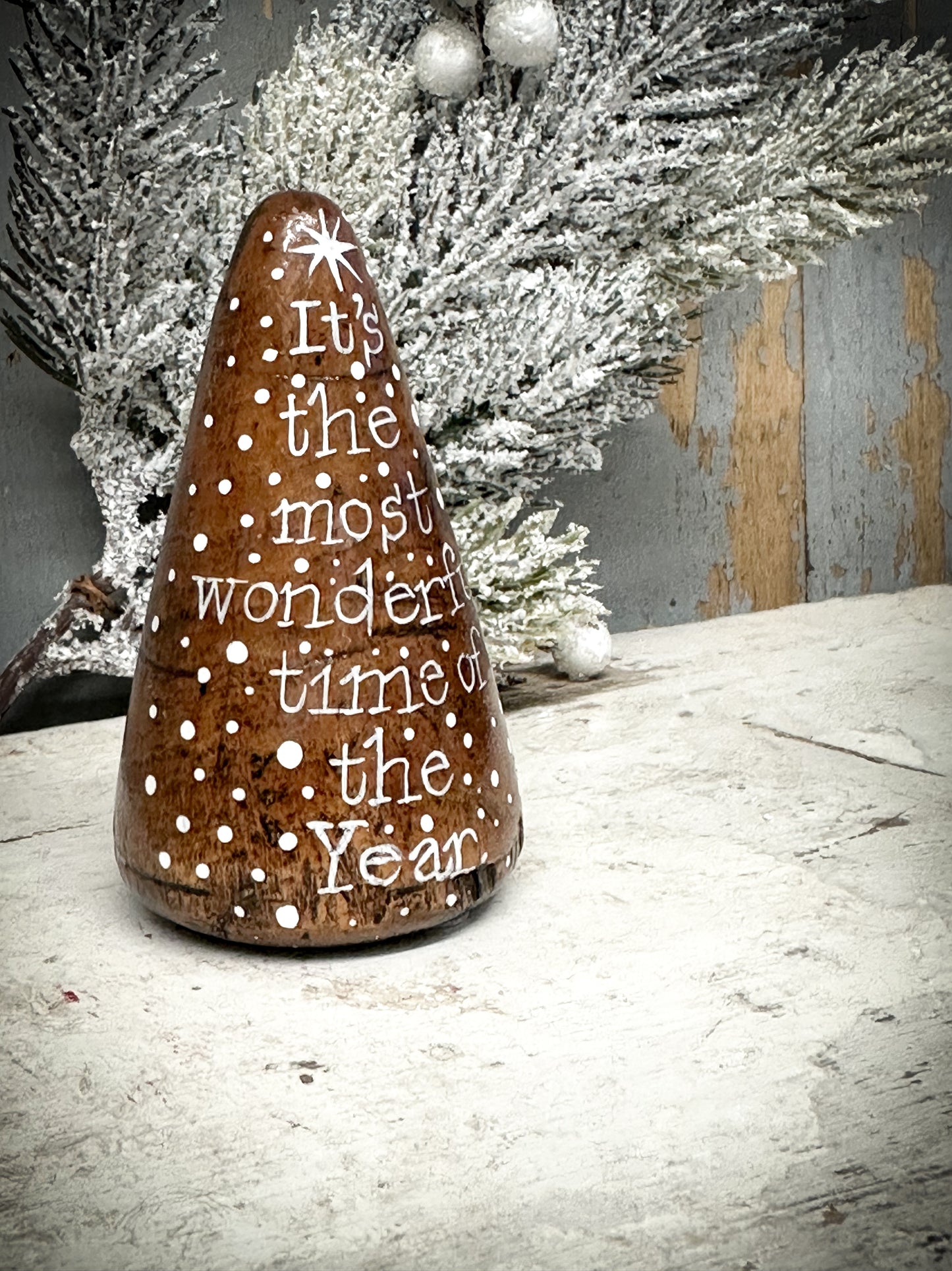 A Large Hand Painted Antique Plumber’s Turnpin  “It’s The Most Wonderful Time Of The Year”
