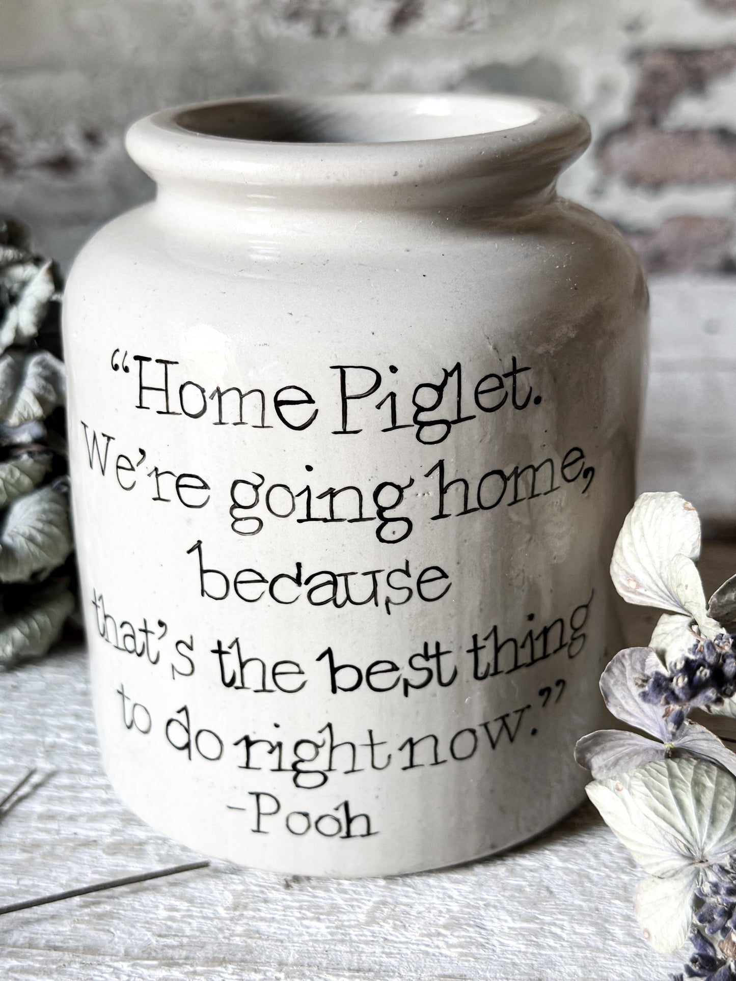 A hand painted vintage French mustard jar large