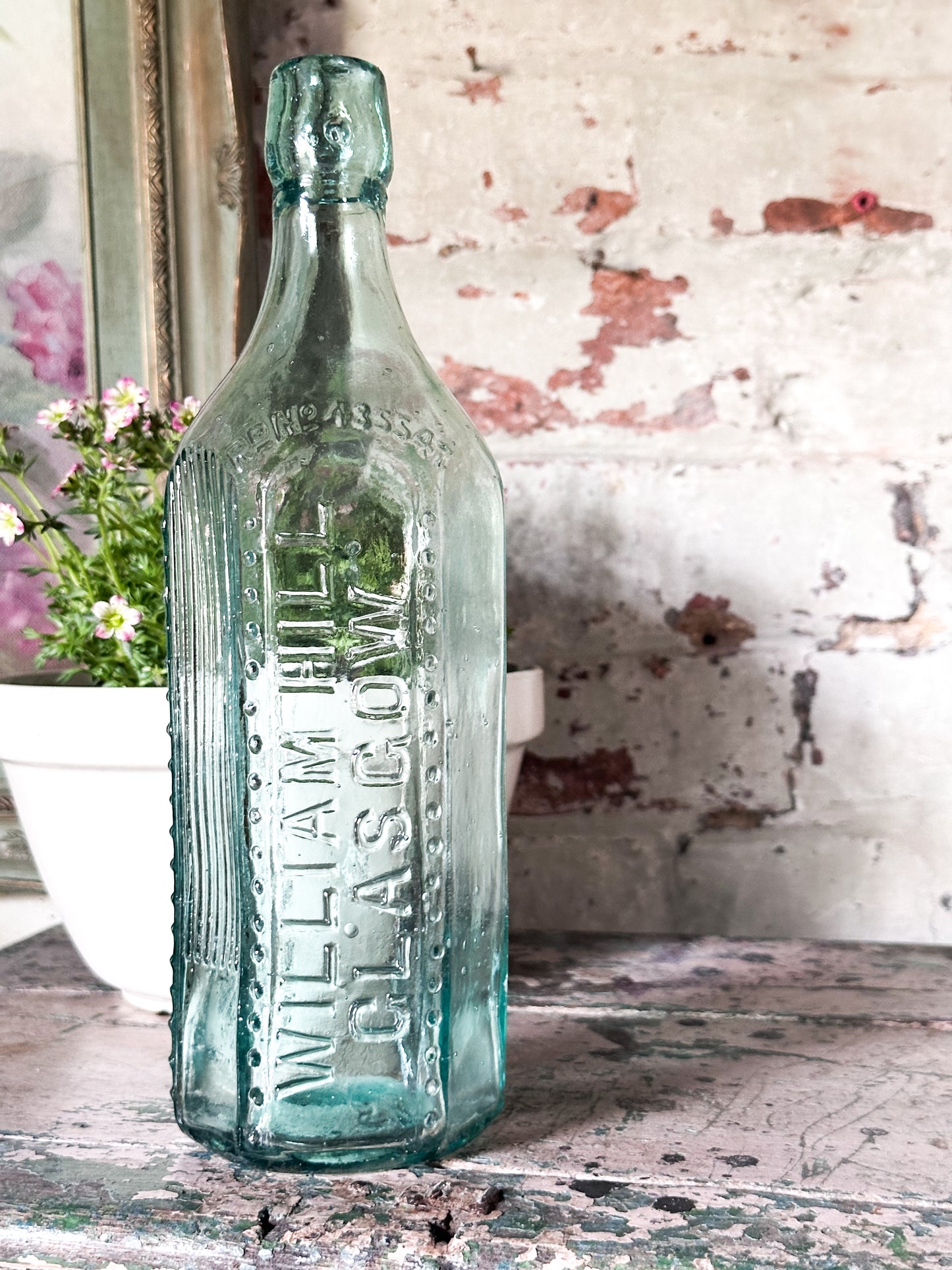 Antique Aqua Glass Bottle – William Hill Glasgow