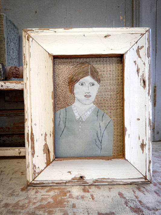 Contemporary Folk-Style Textile Portrait