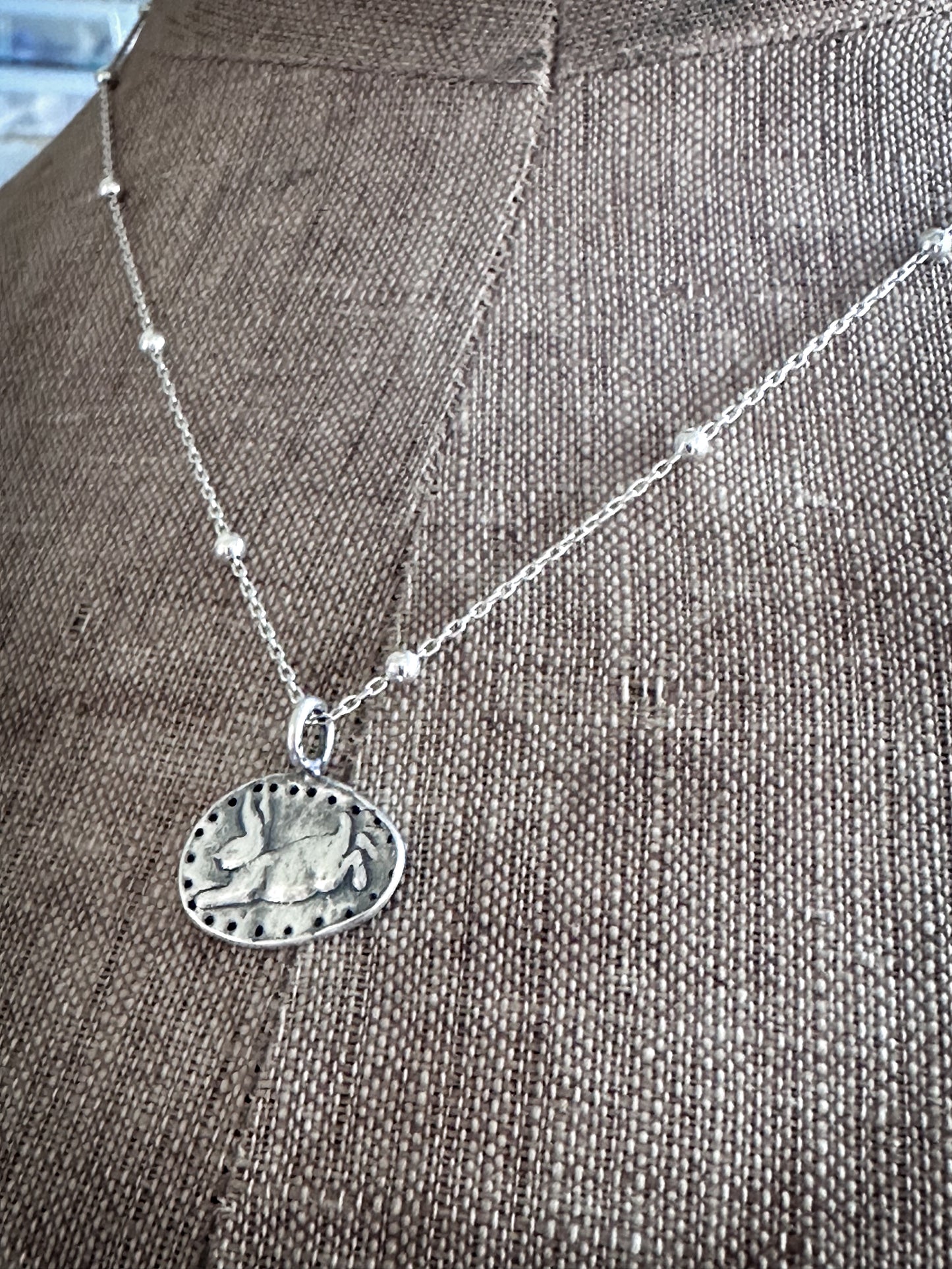 Moonlit Rabbit Pendant – Handcrafted .999 Fine Silver Necklace