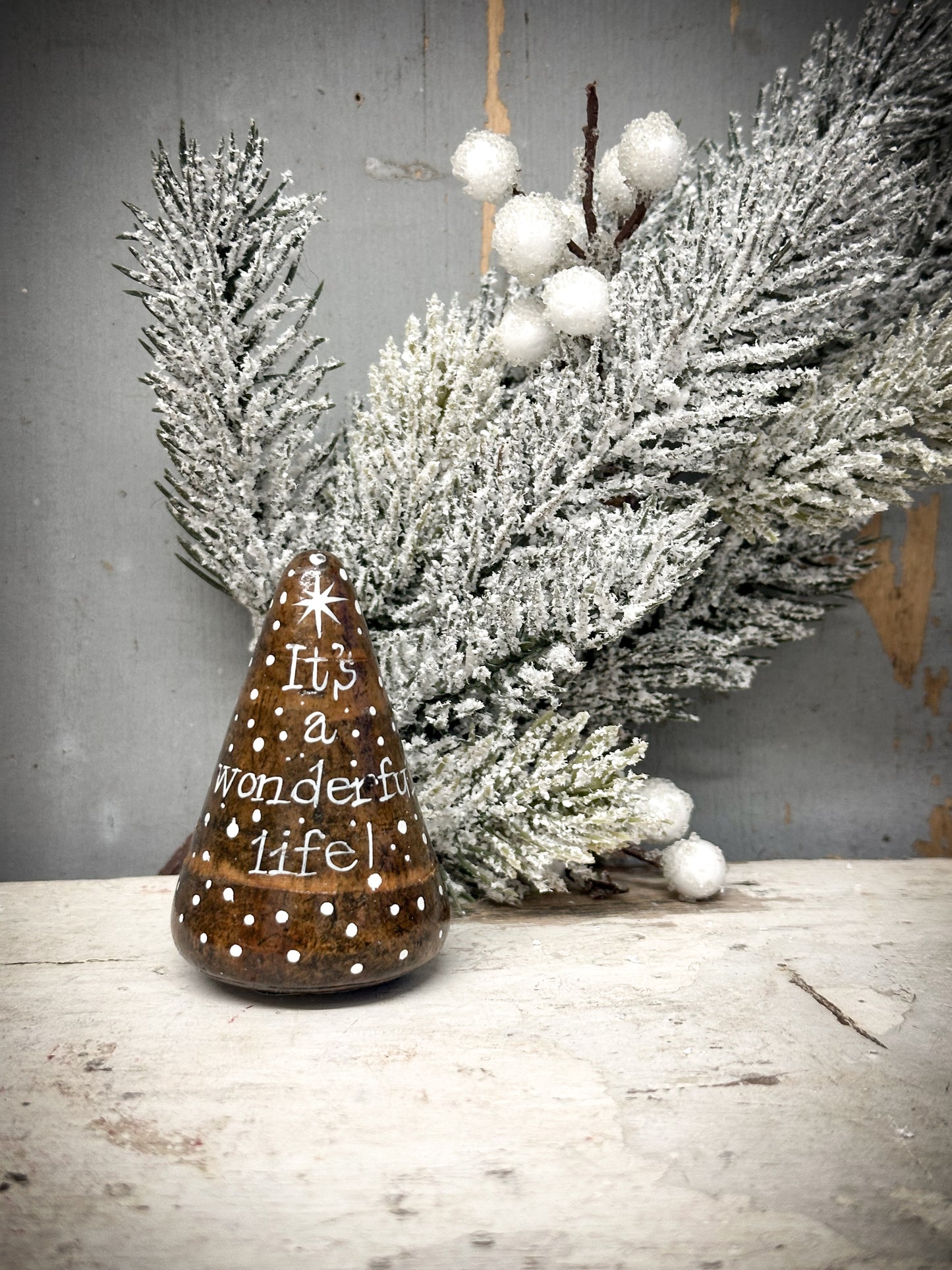 A Medium Hand Painted Antique Plumber’s Turnpin  “It’s A Wonderful Life”