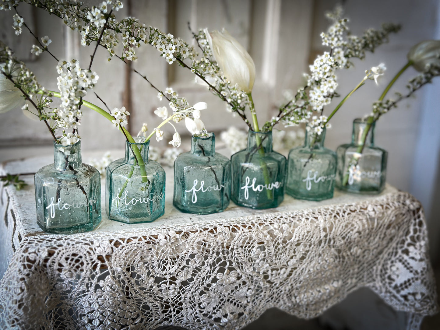 A beautiful Victorian glass ink bottle “Flower”