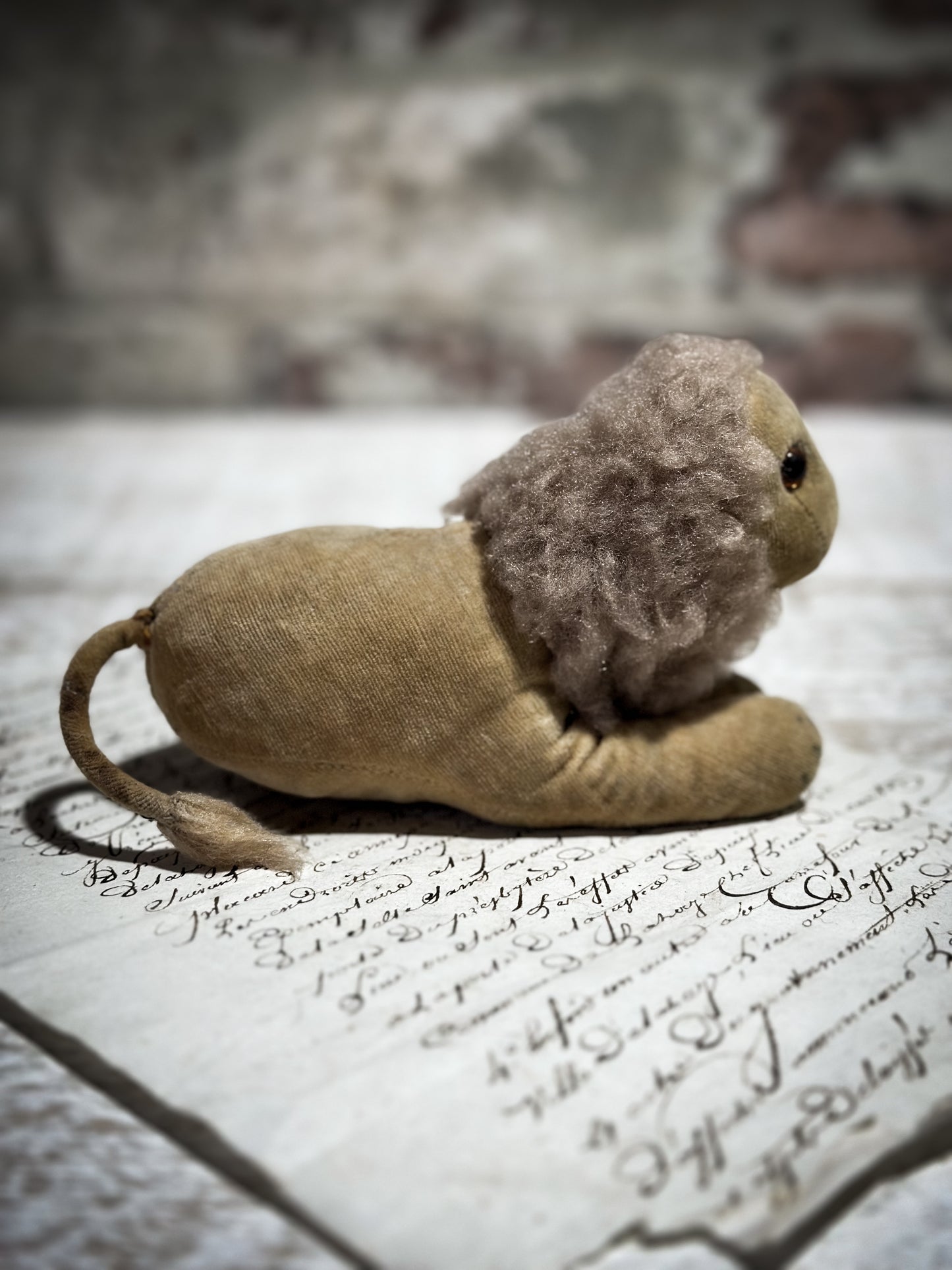 Antique Velveteen Lion Toy