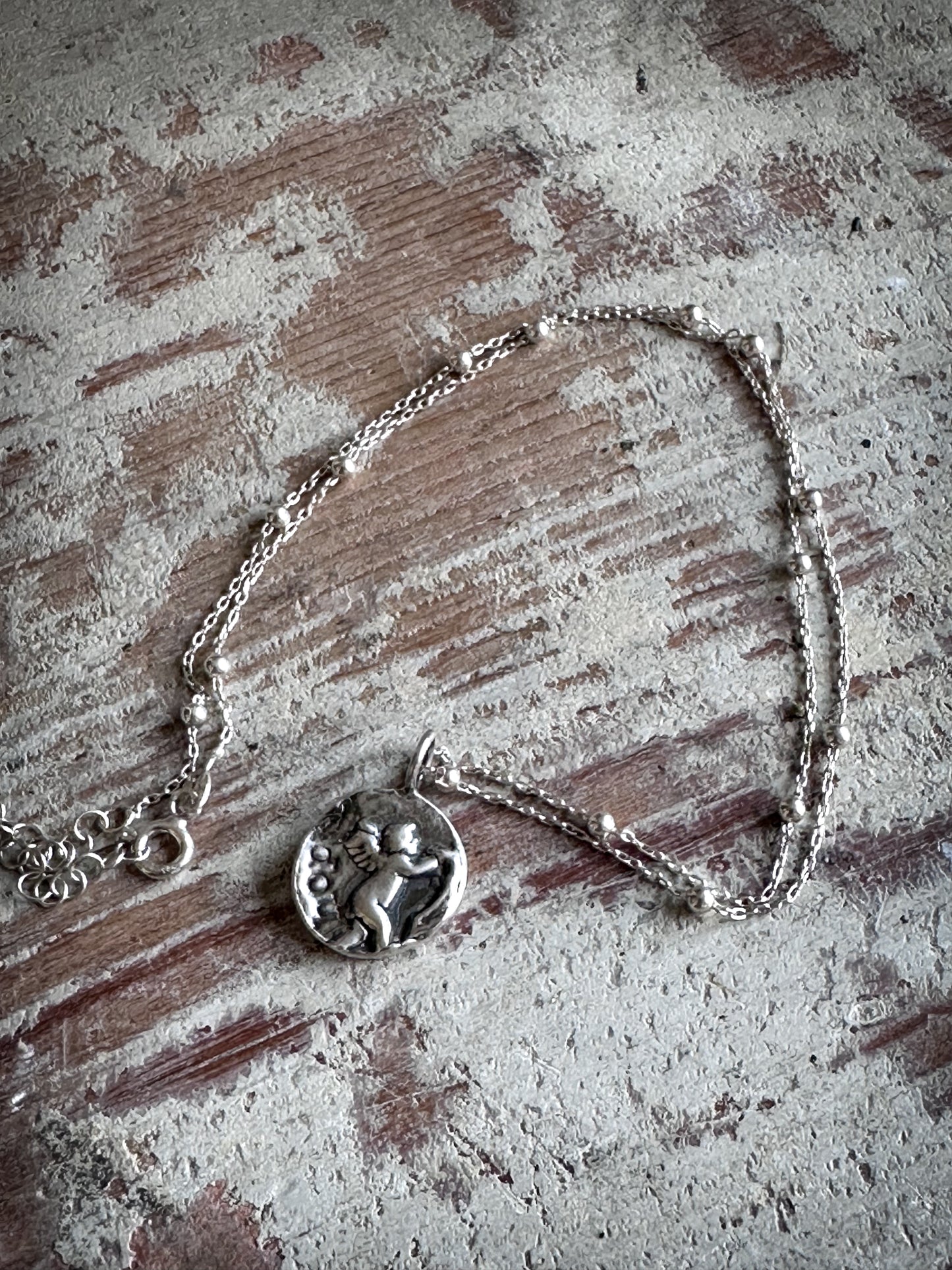 Cherub of Hope Necklace – Handcrafted Fine Silver Pendant