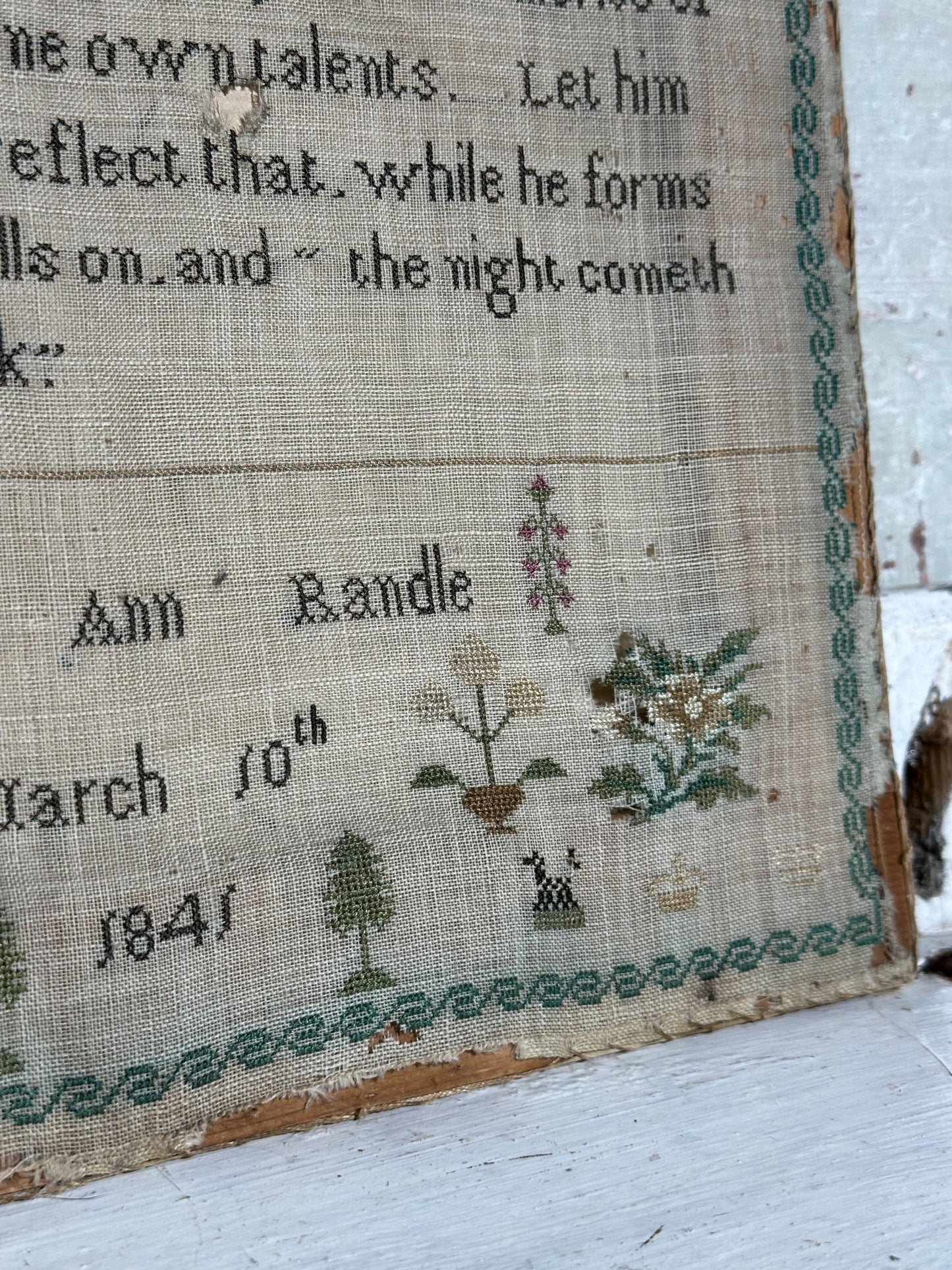 A Really Pretty Antique Sampler Dated and signed