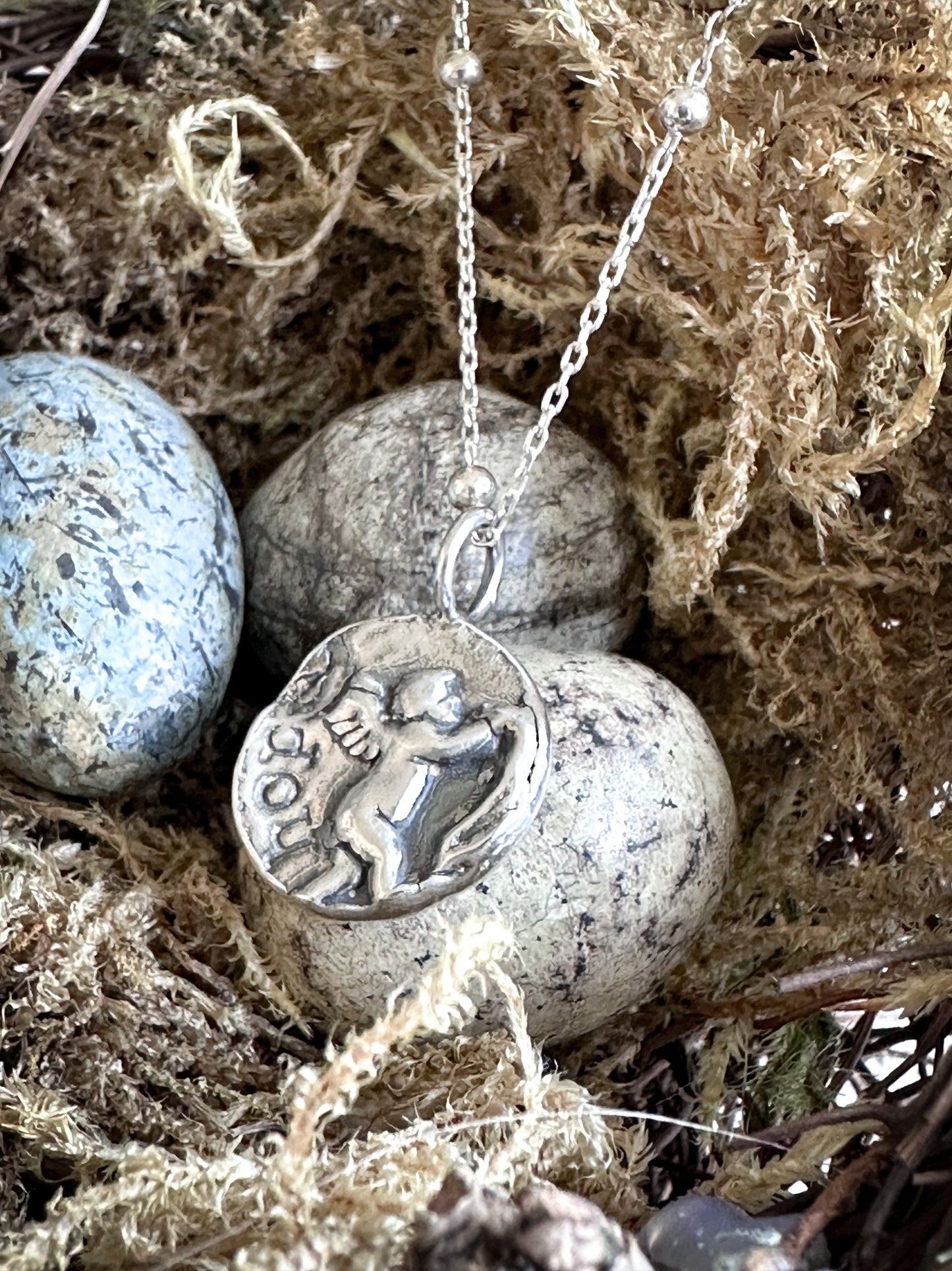 Cherub of Hope Necklace – Handcrafted Fine Silver Pendant