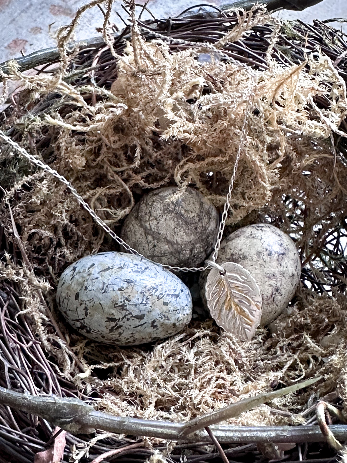 Sunlit Leaf Necklace – Fine Silver Leaf with Keum Boo Gold Detail