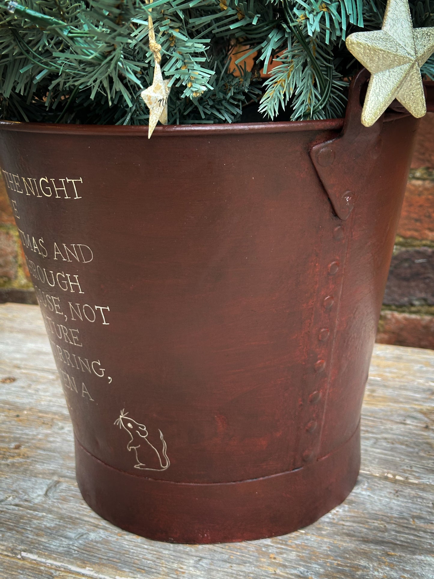 A beautiful heirloom vintage galvanised bucket hand painted using traditional sign writer’s techniques and materials