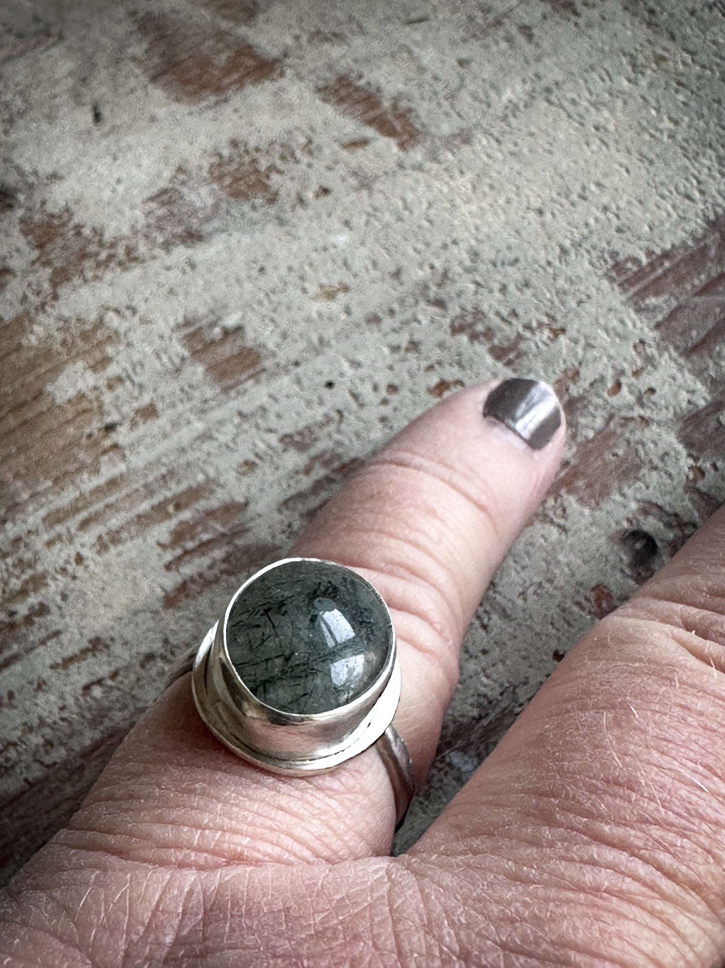 Moonlit Tourmaline Ring – Natural Tourmalinated Quartz in Sterling Silver