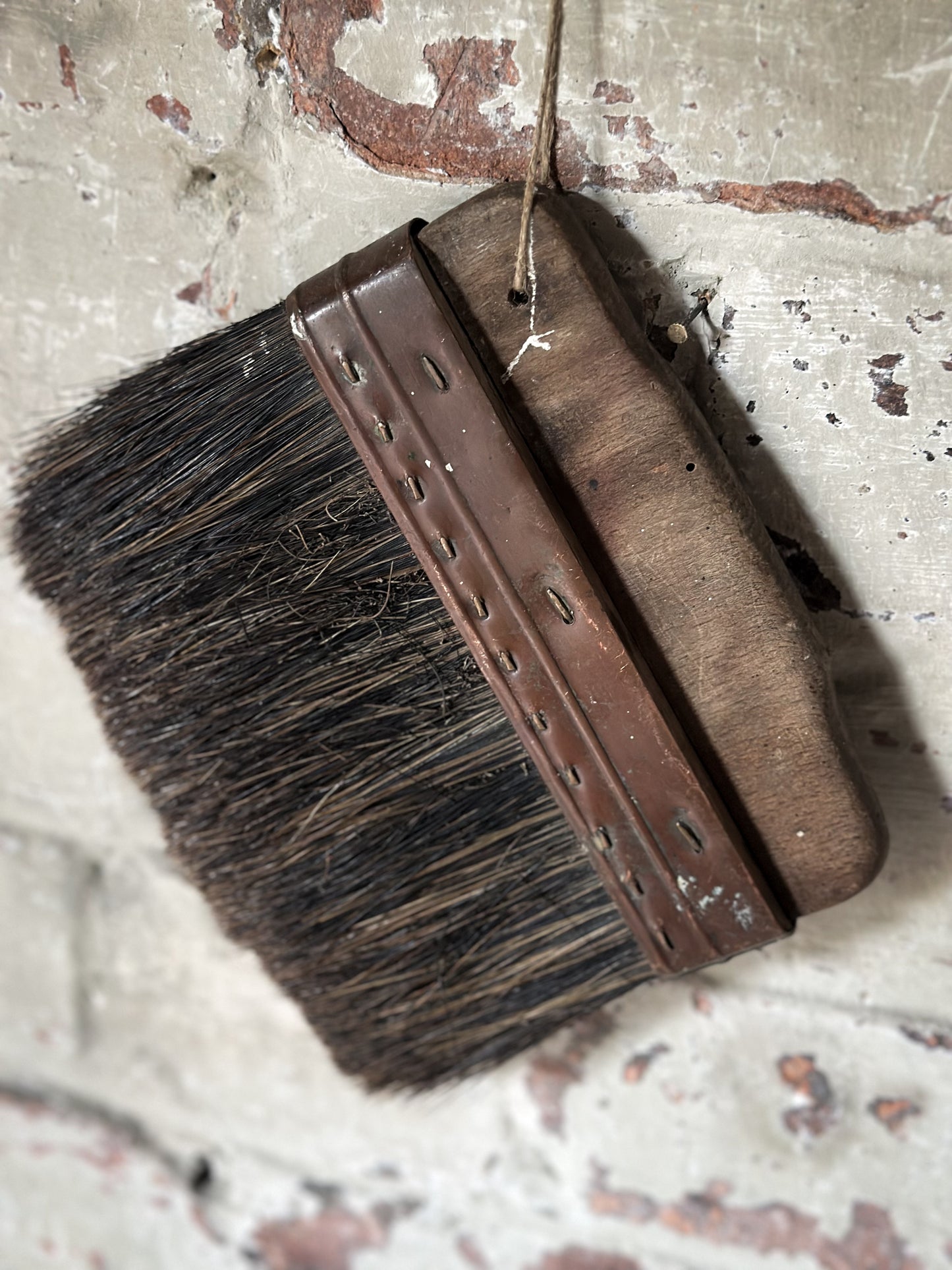 Antique Victorian Horsehair Whitewash Brush with Copper Ferrule