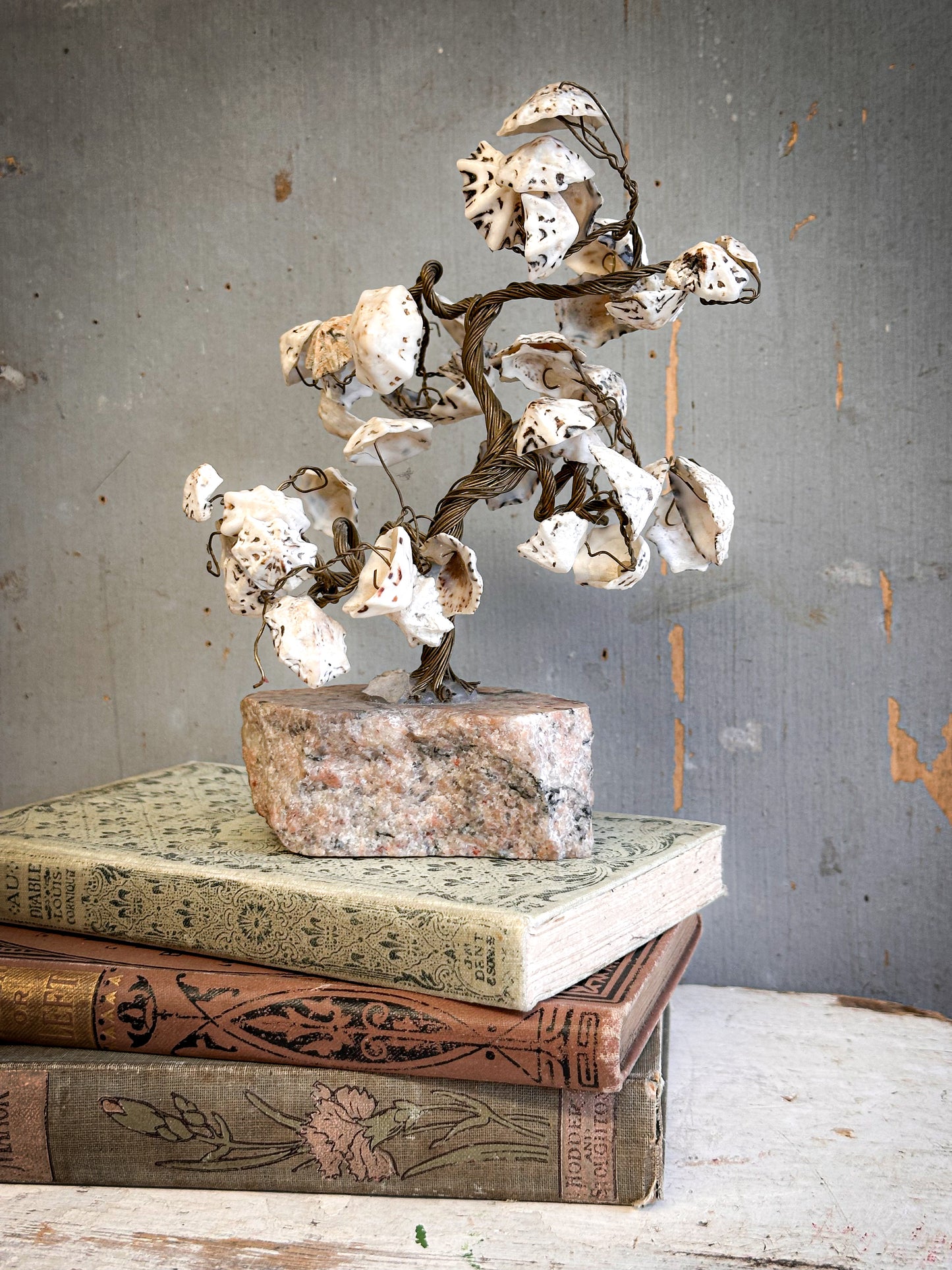 Vintage Shell Friendship Tree on Stone Base