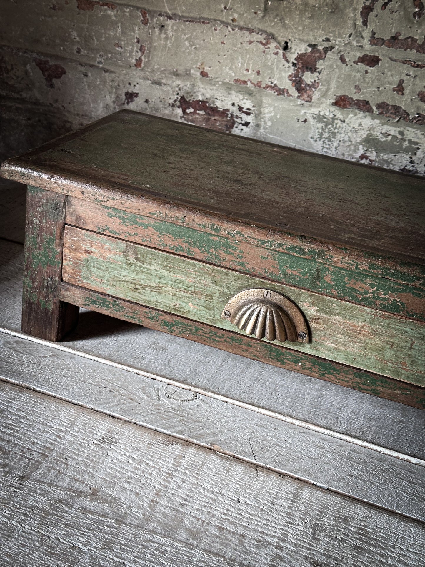 Antique Indian Teak Painted Drawer Box