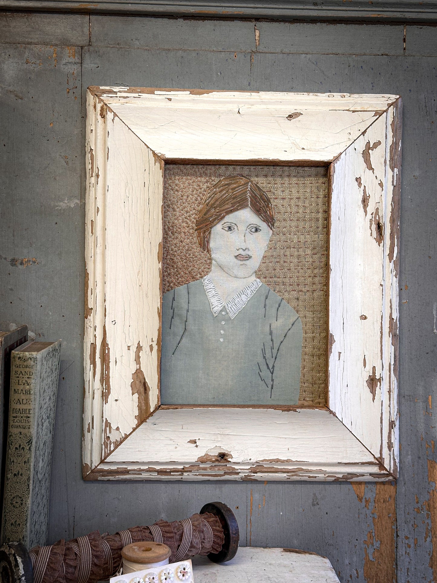 Contemporary Folk-Style Textile Portrait