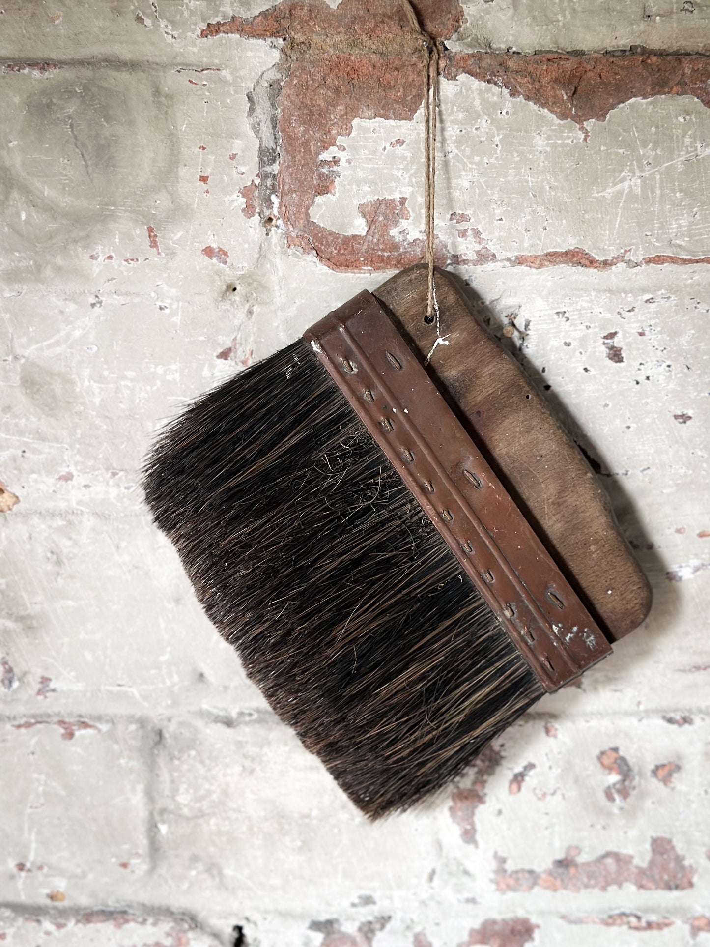 Antique Victorian Horsehair Whitewash Brush with Copper Ferrule