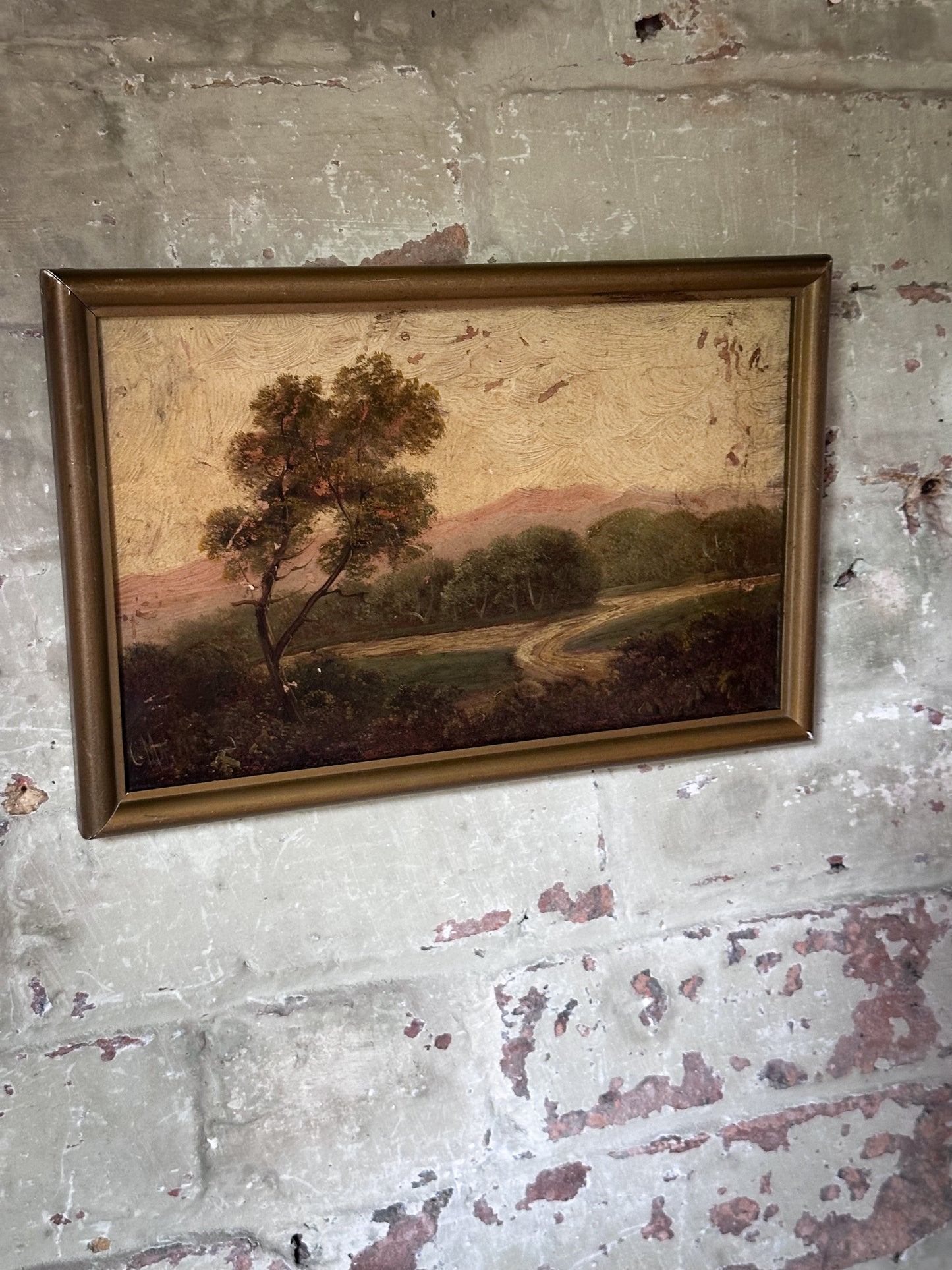 Antique Victorian Oil Painting on Board in Original Frame | Signed Landscape Artwork | c.1880–1900