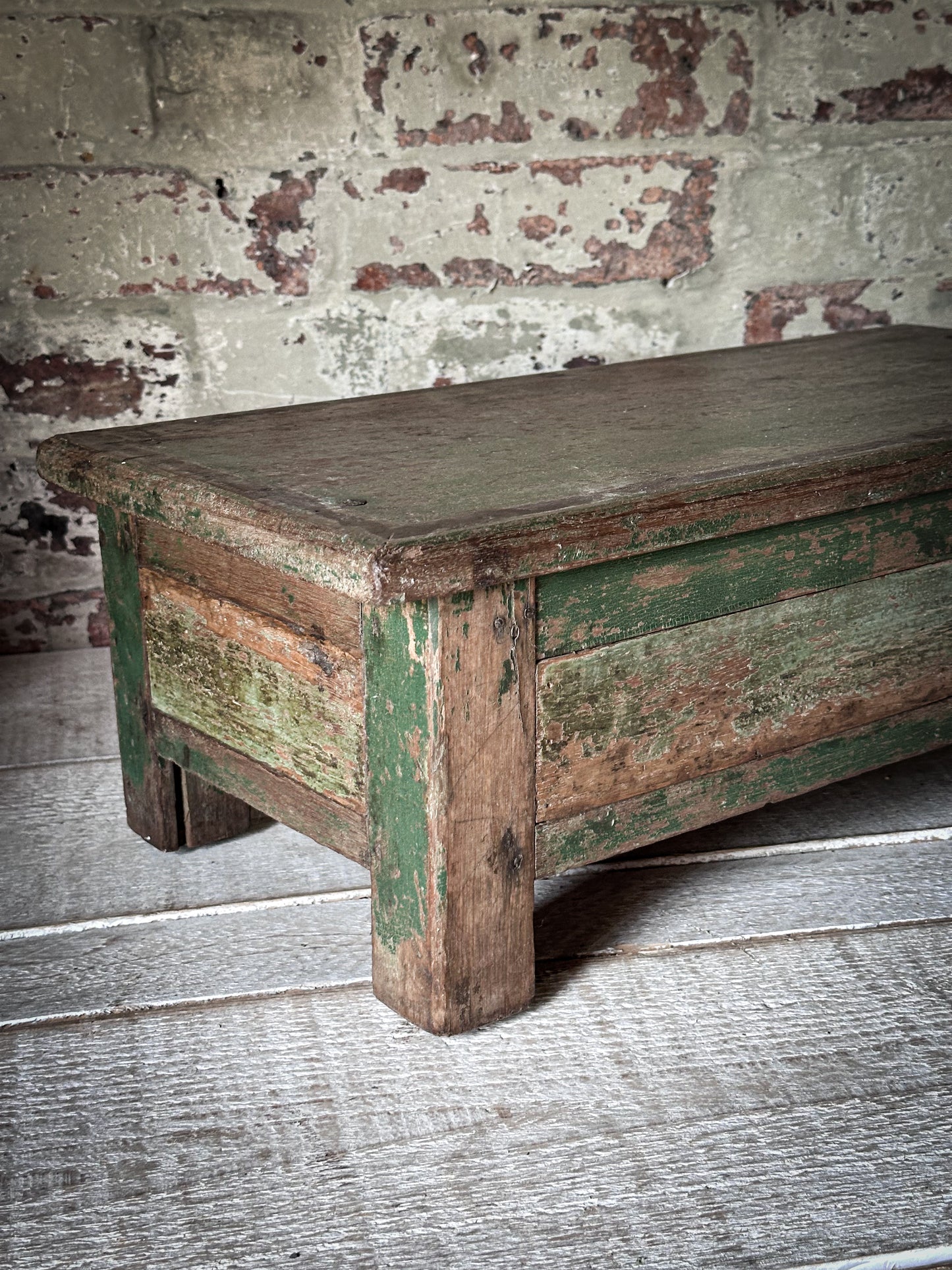 Antique Indian Teak Painted Drawer Box