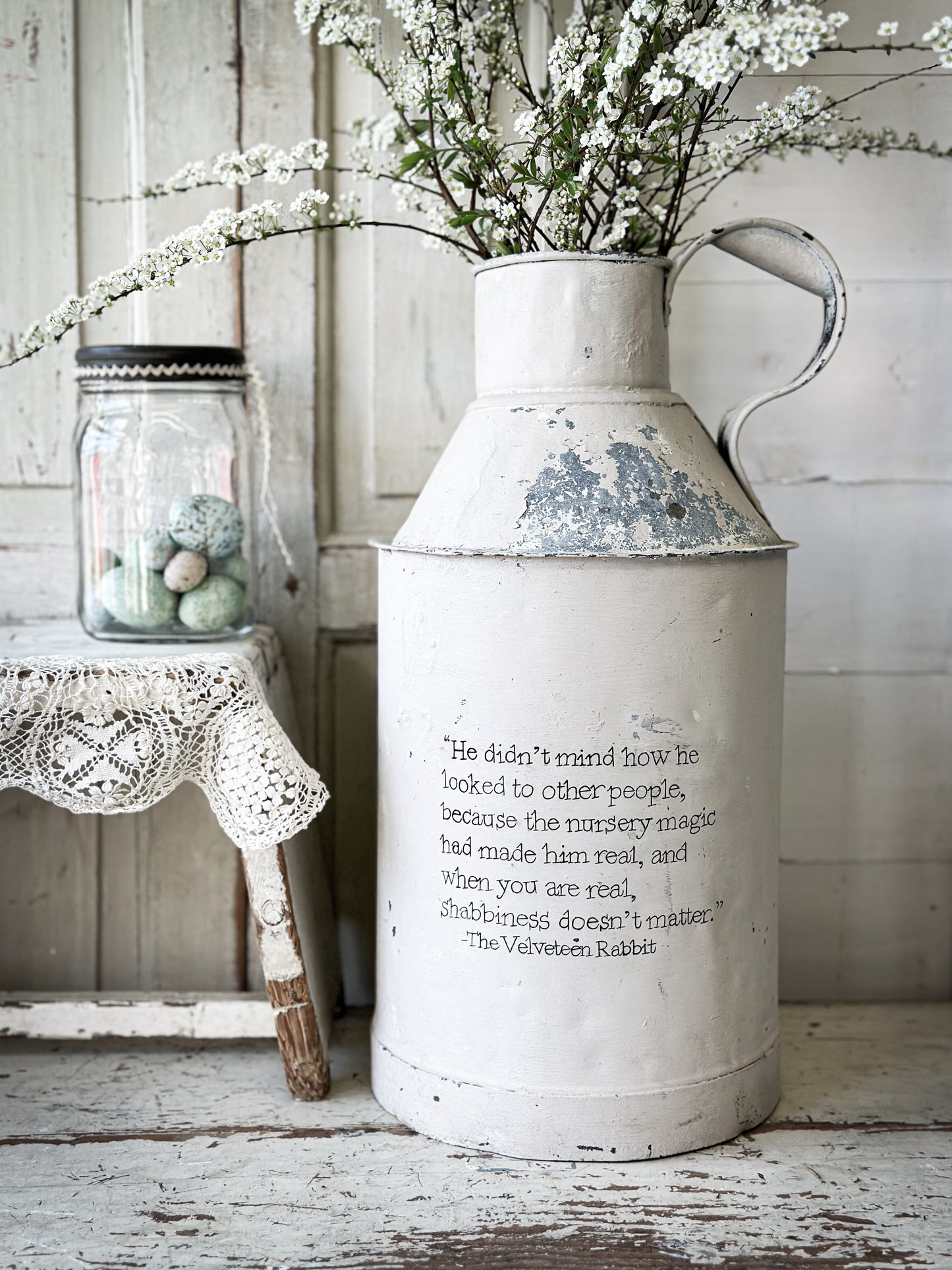 A lovely antique French tin milk churn