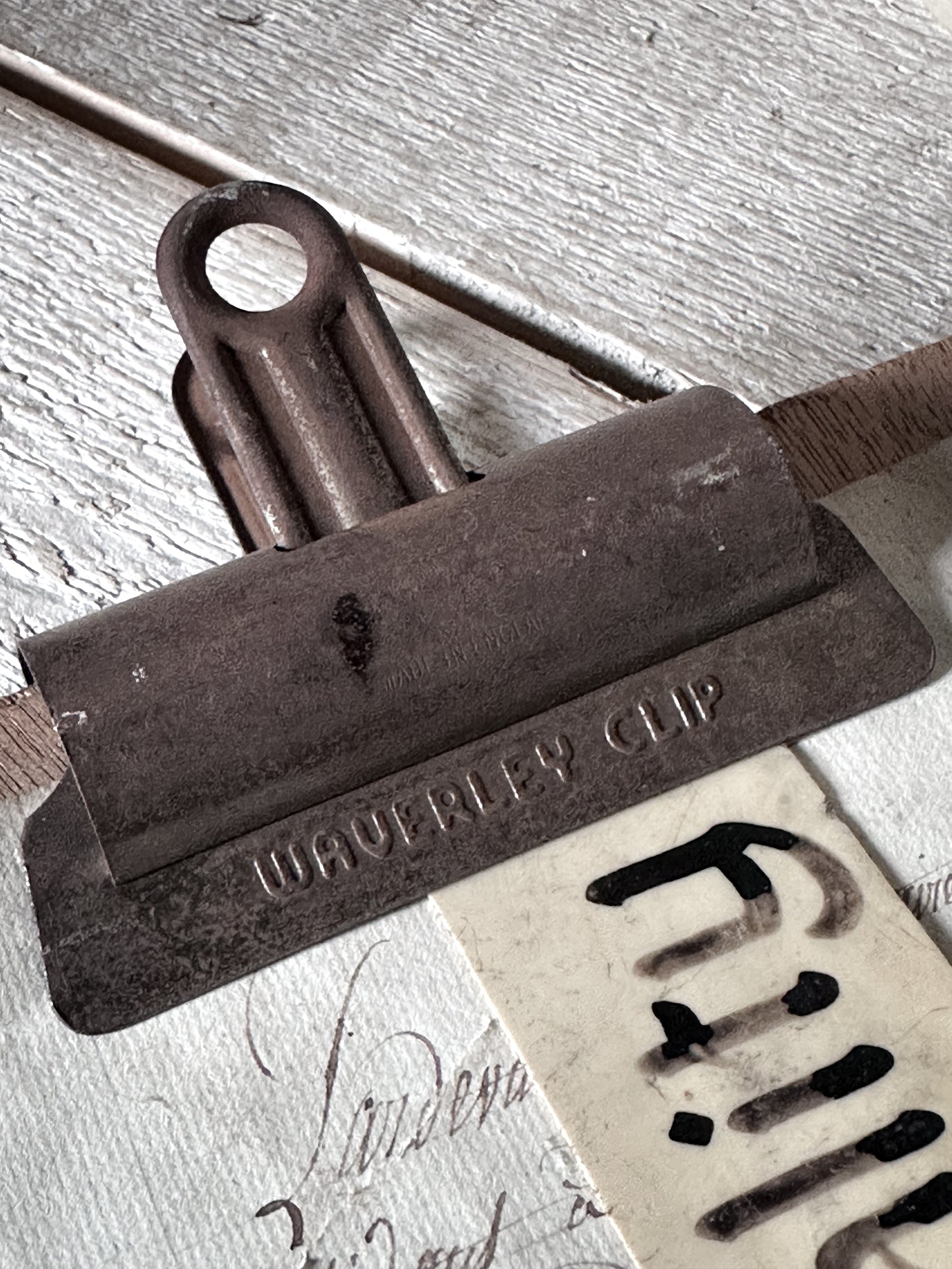 Antique Industrial Cast Iron 10 Inch Paper Clip Board | Early 20th Century Office Memorandum Holder