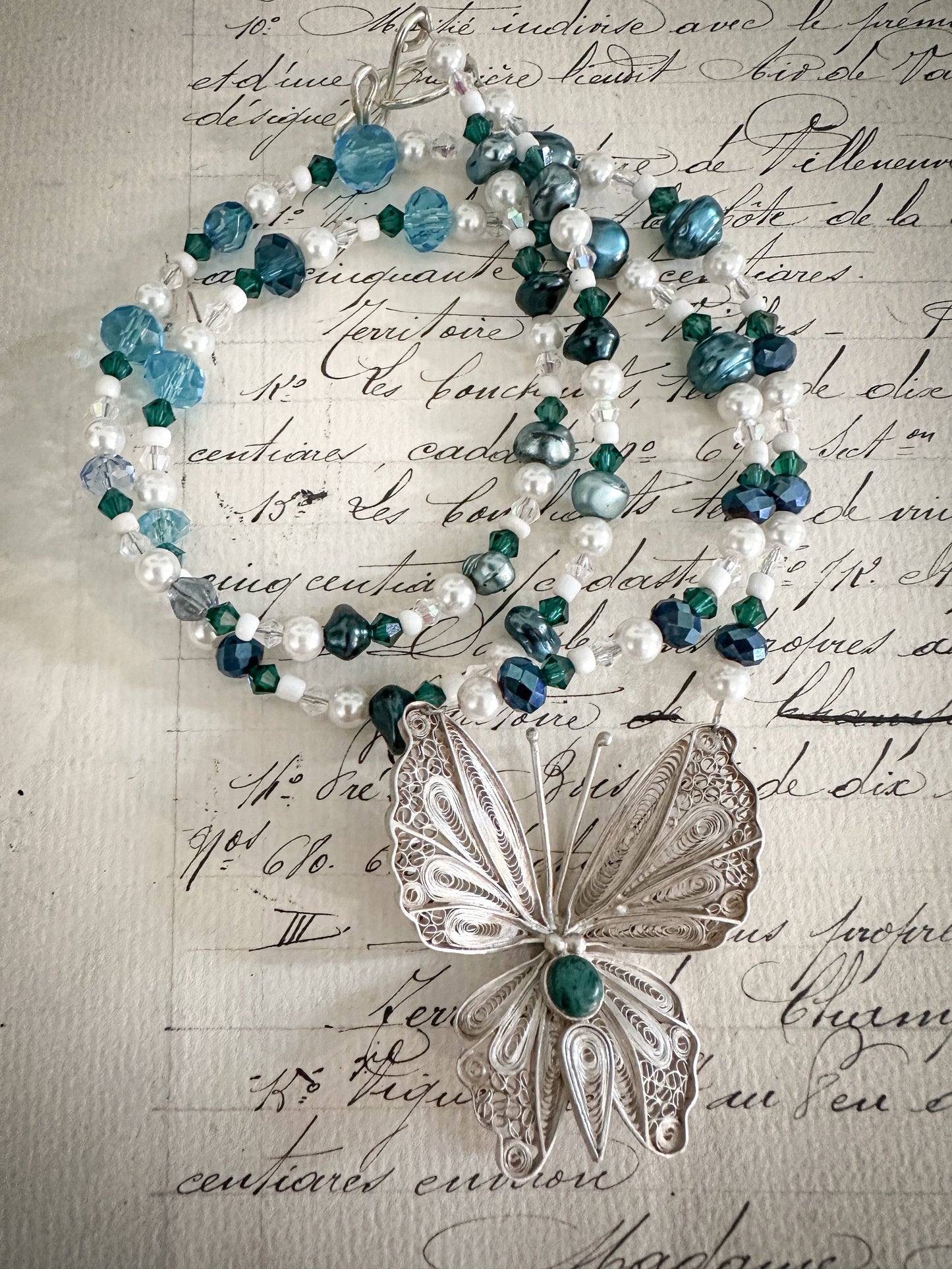 Found Object Art Deco Dress Clip with Cherub Necklace by Jealous Moon Jewellery