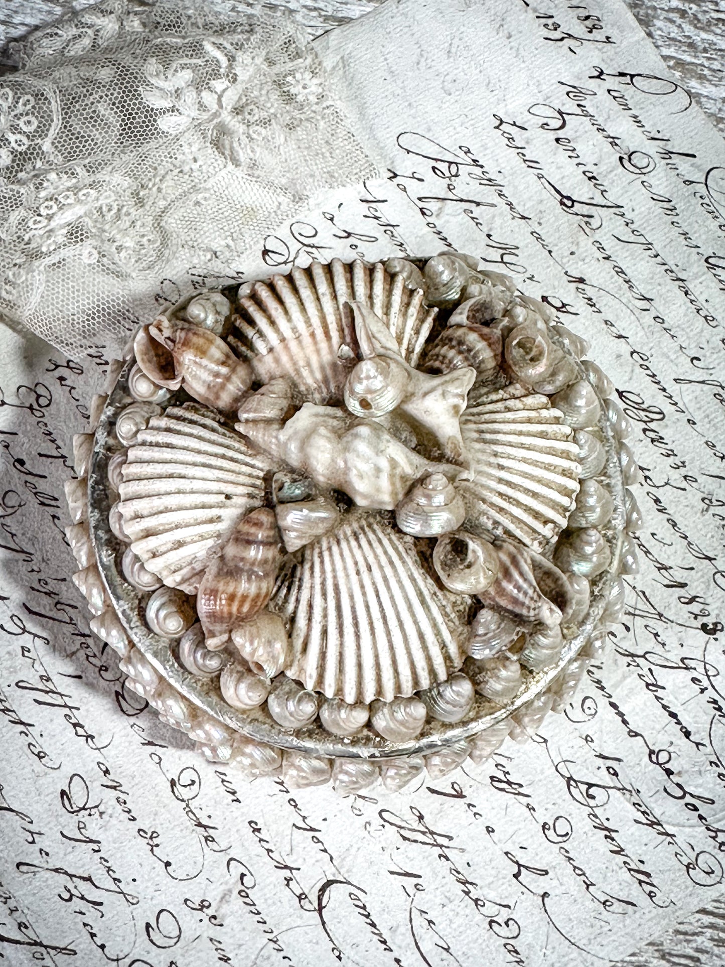 Antique French Shell Jewellery Box