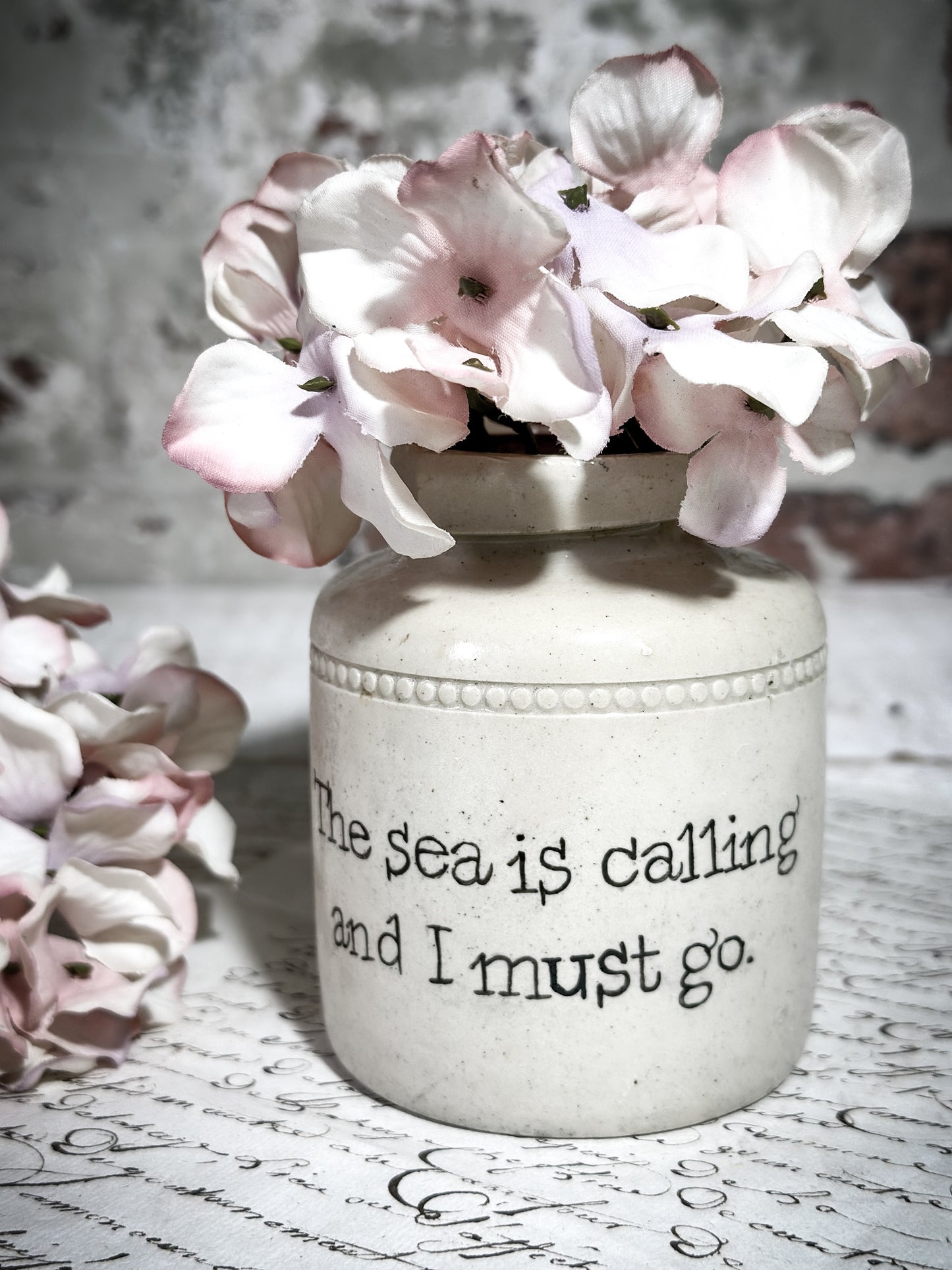 An Antique Caviar Vase Jar with a Hand Painted Inspirational Quote