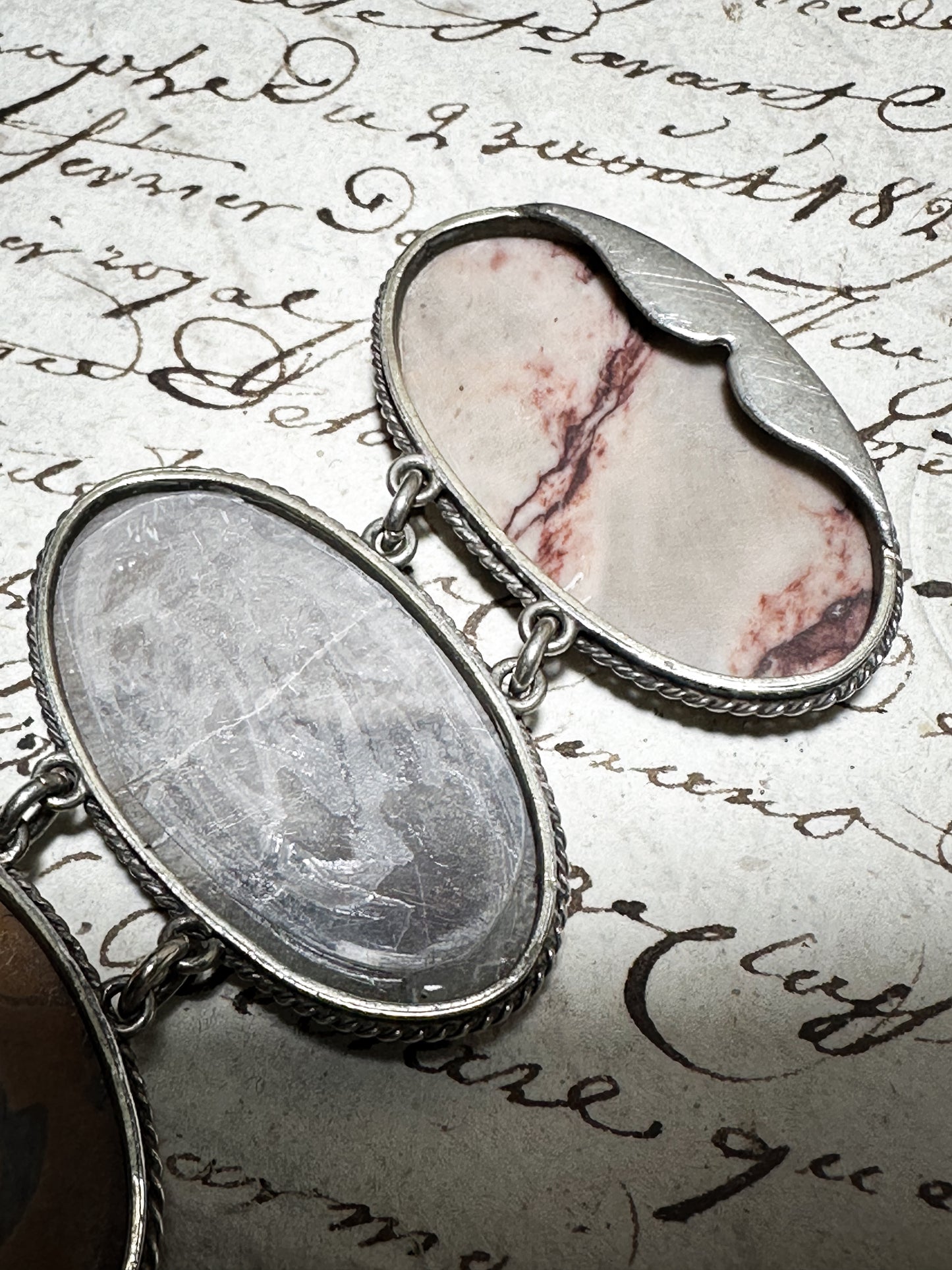 Vintage Silver Agate Stone Bracelet