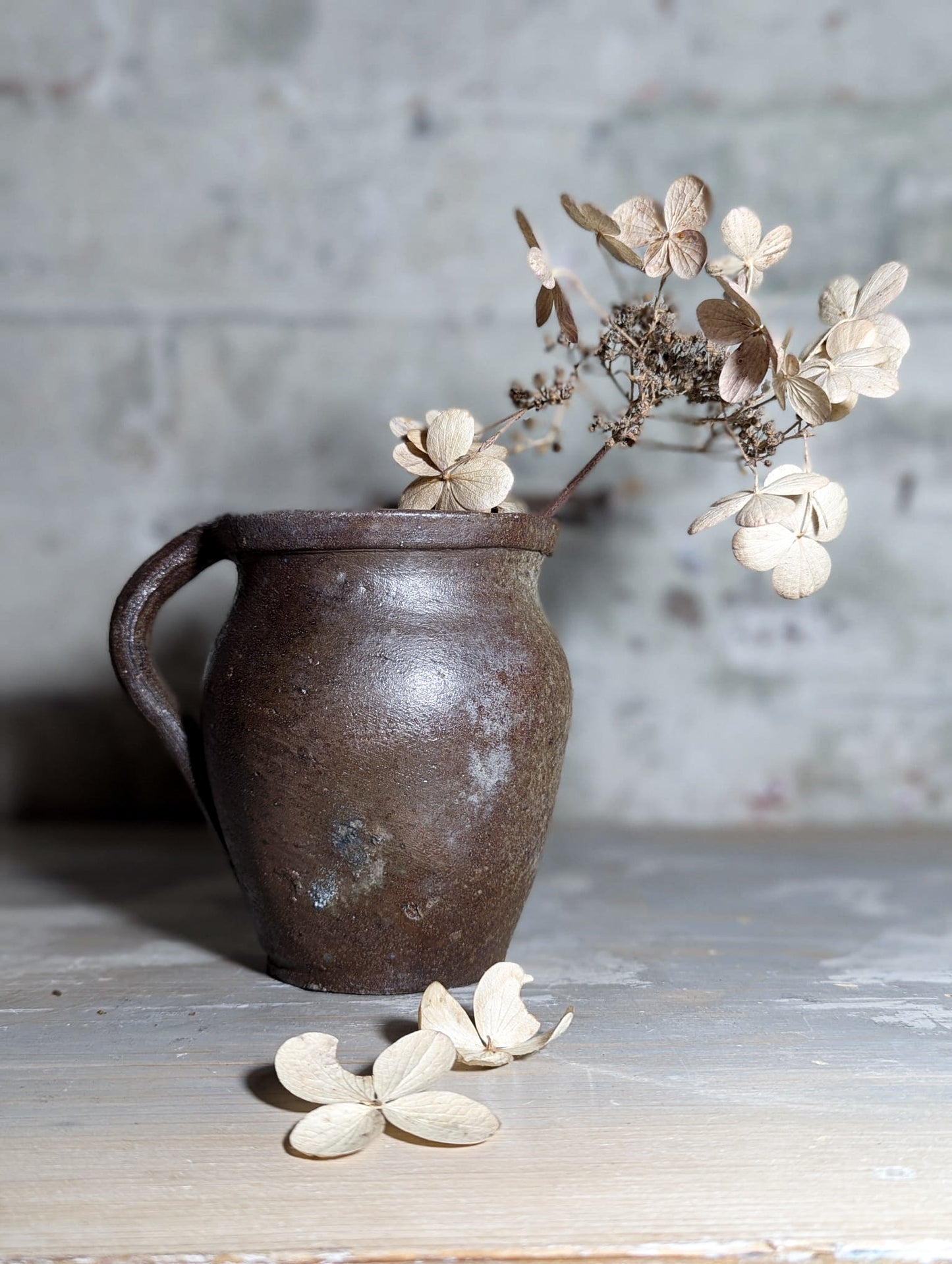 A lovely Primitive French Antique Black Pottery water jug