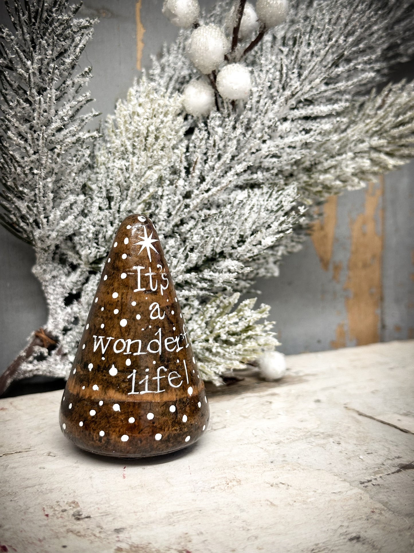 A Medium Hand Painted Antique Plumber’s Turnpin  “It’s A Wonderful Life”