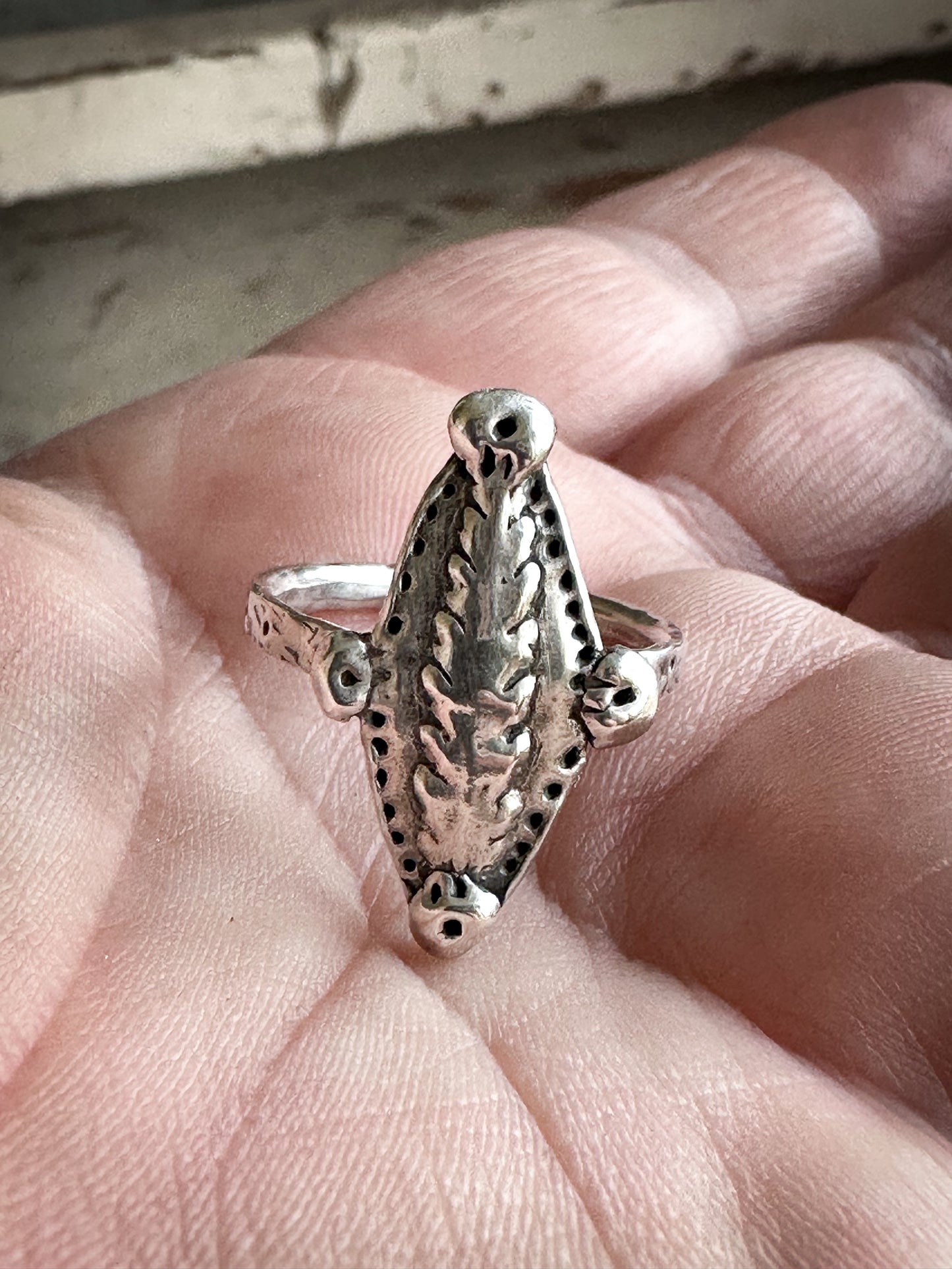 Moonlit Fern Ring – Fine Silver Fern from an Antique Wedgwood Sprig